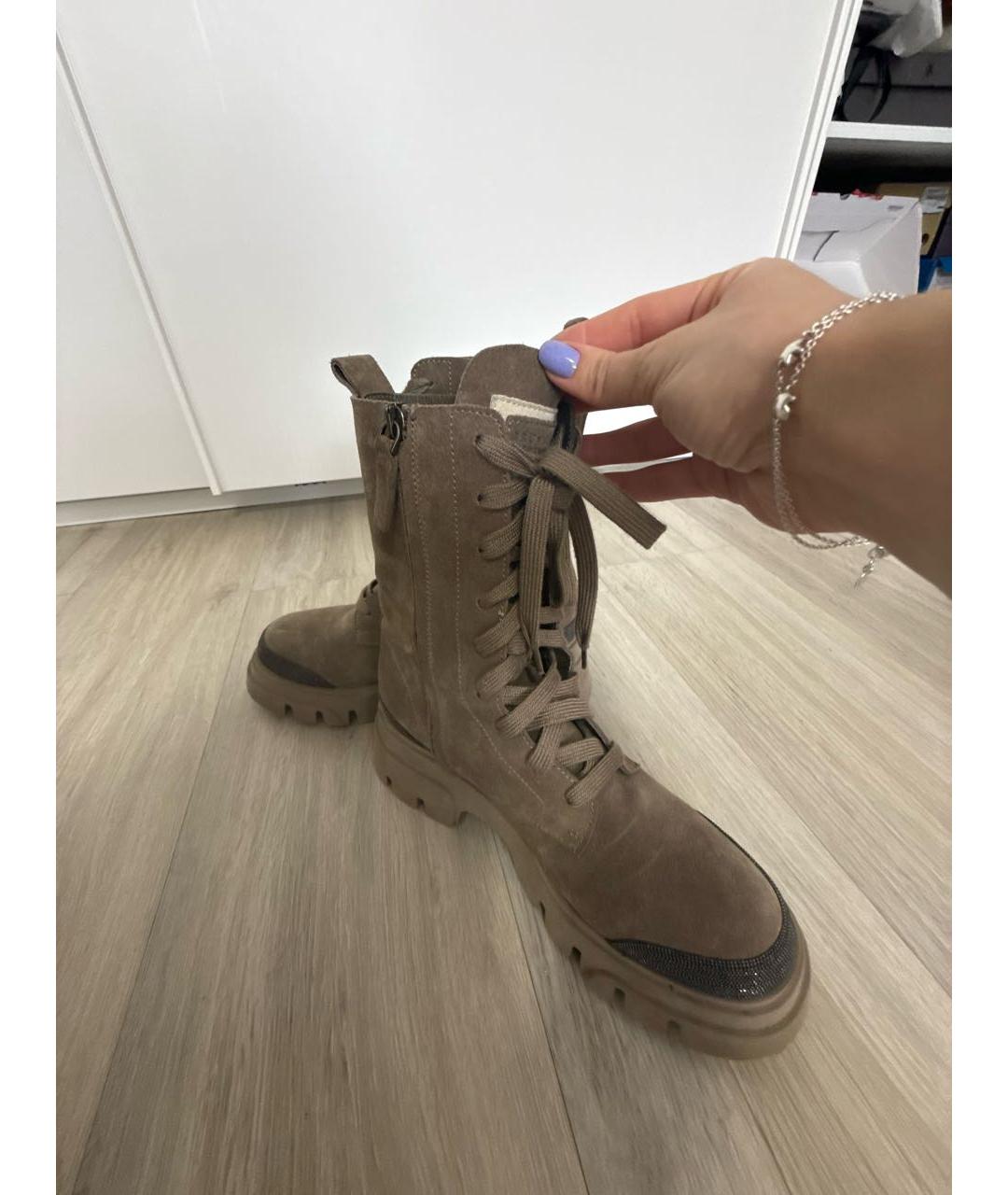 BRUNELLO CUCINELLI Коричневые замшевые ботинки, фото 6