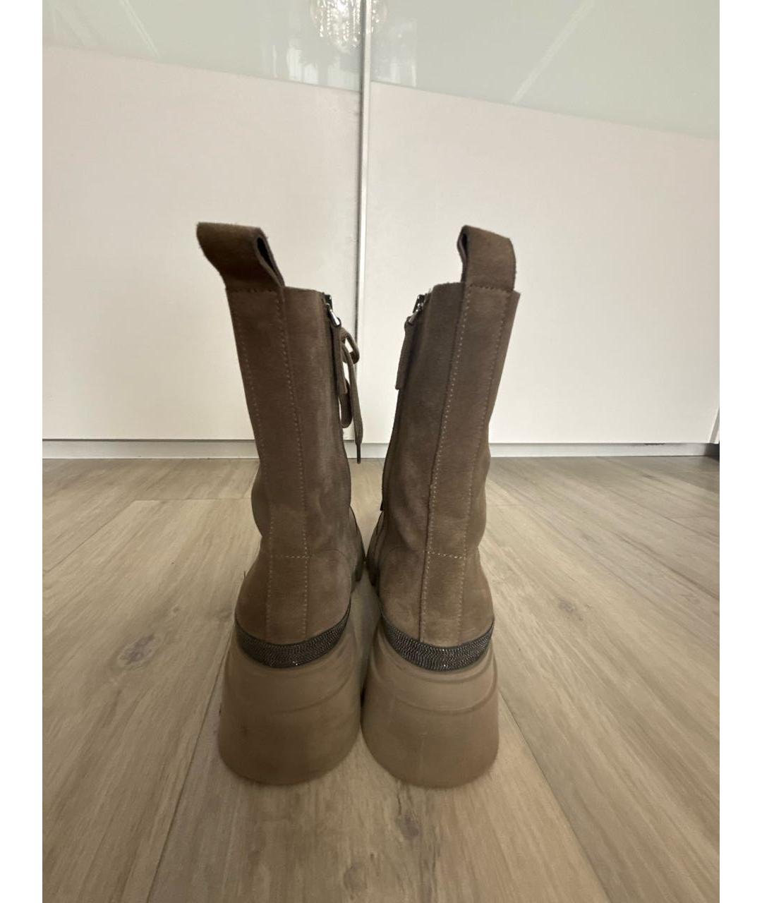 BRUNELLO CUCINELLI Коричневые замшевые ботинки, фото 4