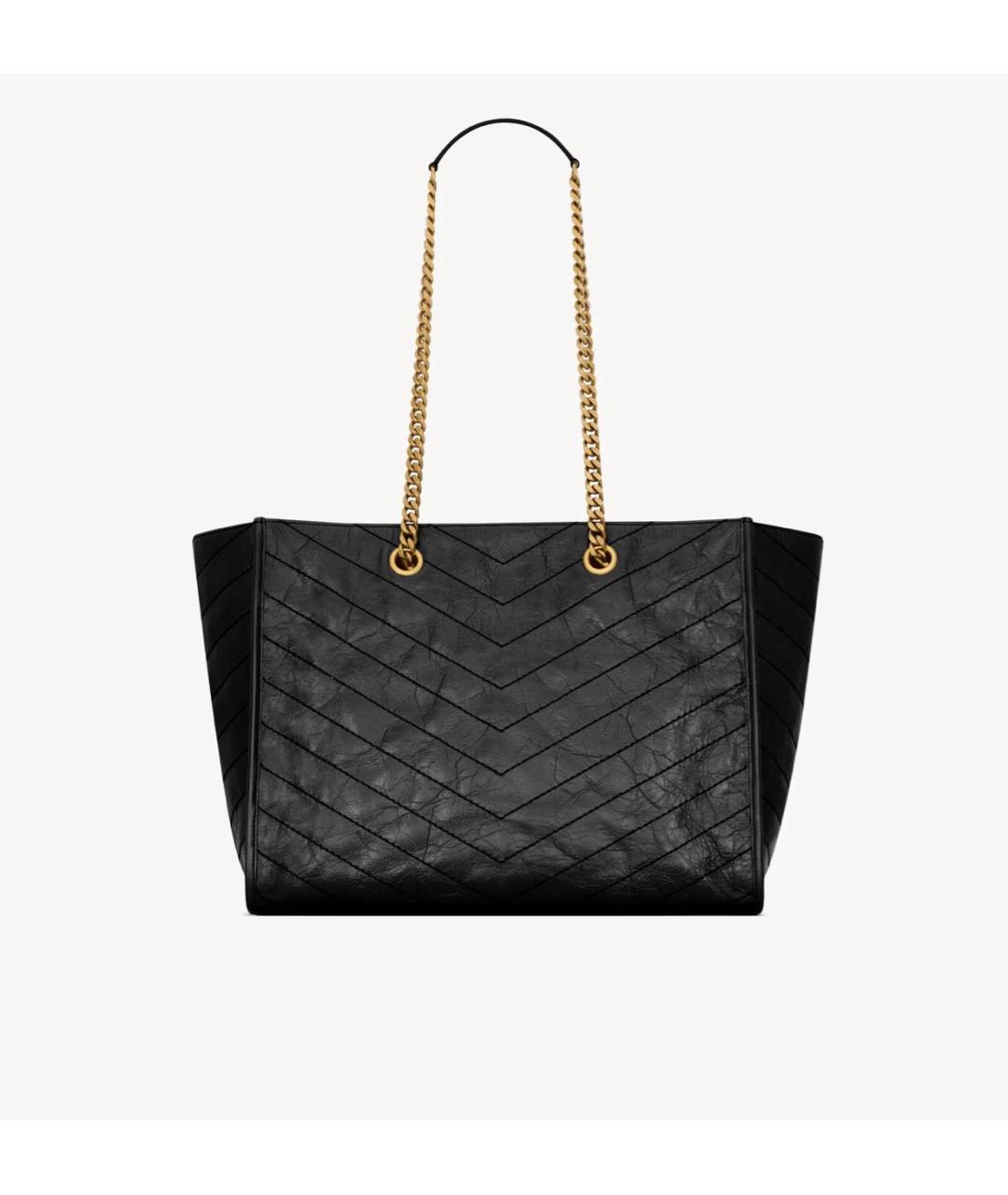 SAINT LAURENT Черная кожаная сумка тоут, фото 2