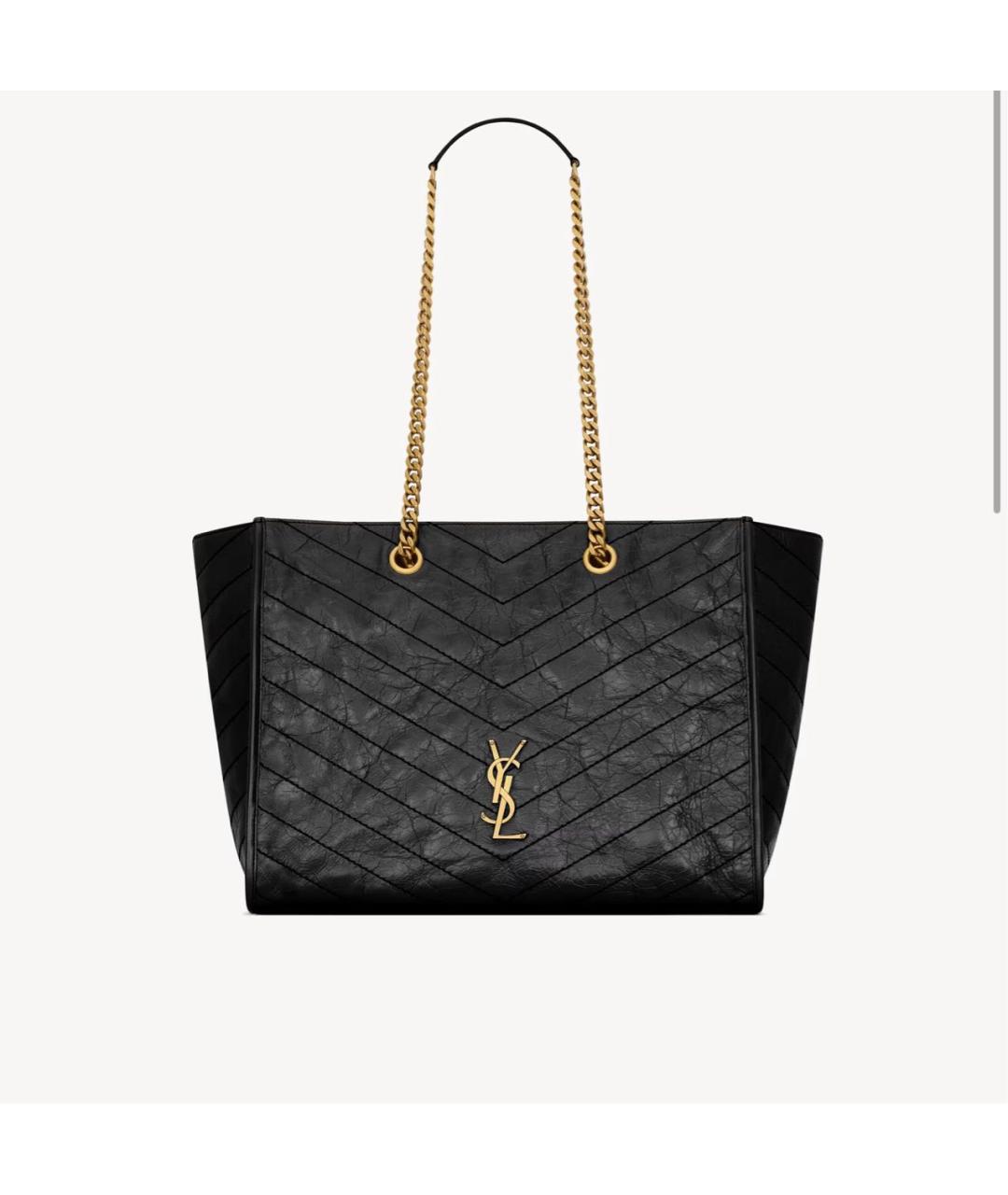 SAINT LAURENT Черная кожаная сумка тоут, фото 5