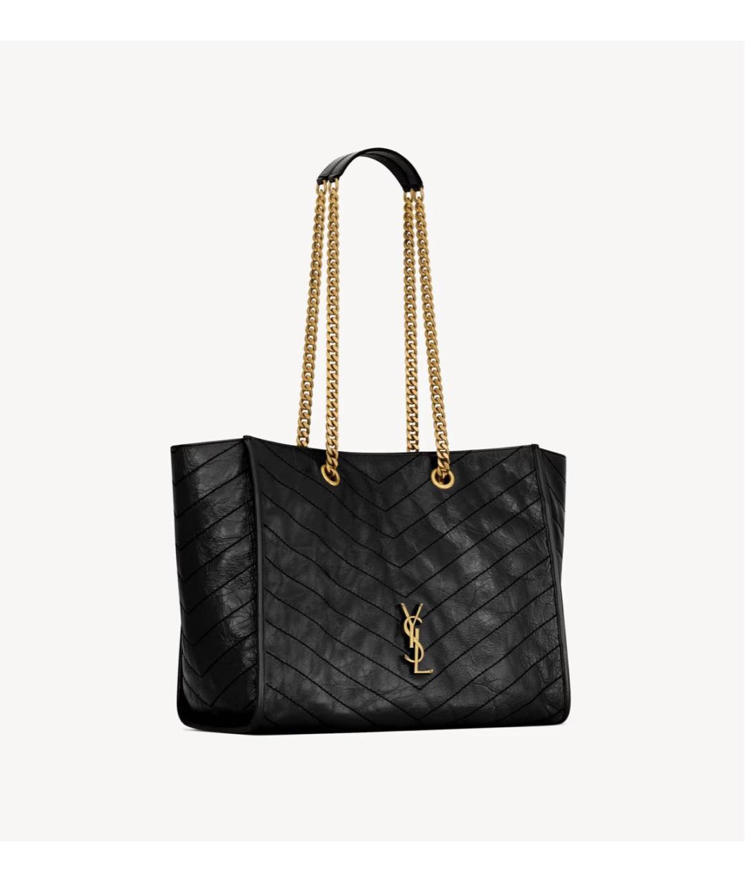 SAINT LAURENT Черная кожаная сумка тоут, фото 3