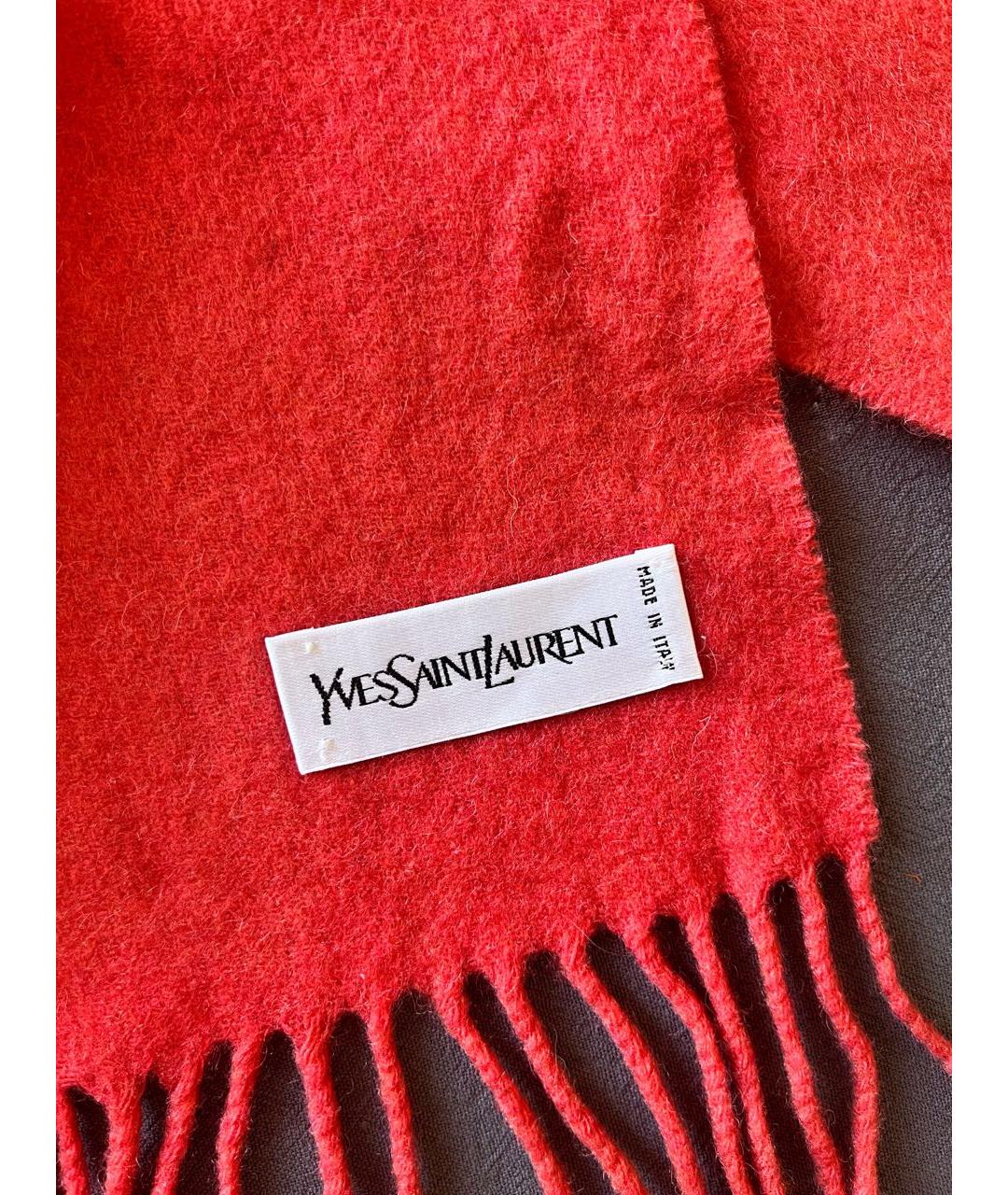 SAINT LAURENT Красный шерстяной шарф, фото 5