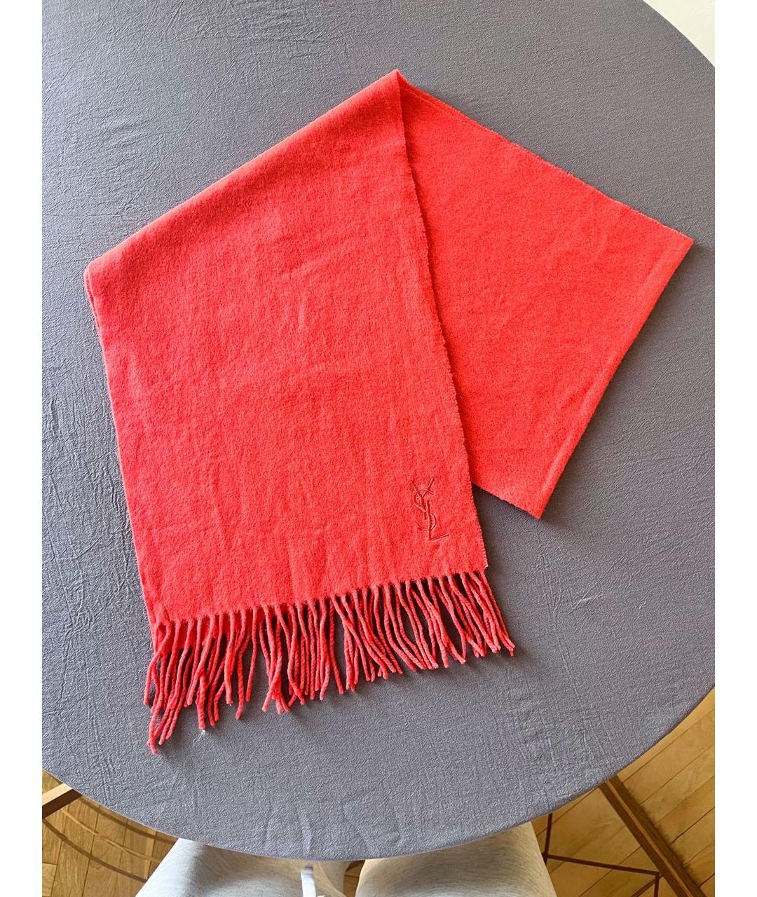 SAINT LAURENT Красный шерстяной шарф, фото 3