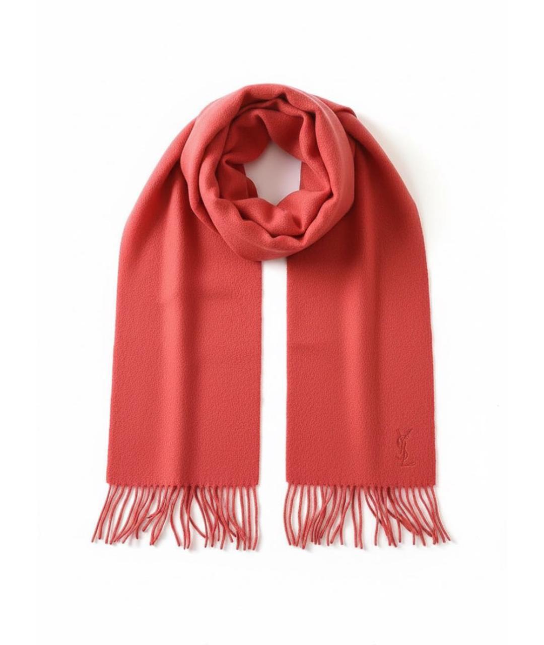 SAINT LAURENT Красный шерстяной шарф, фото 2