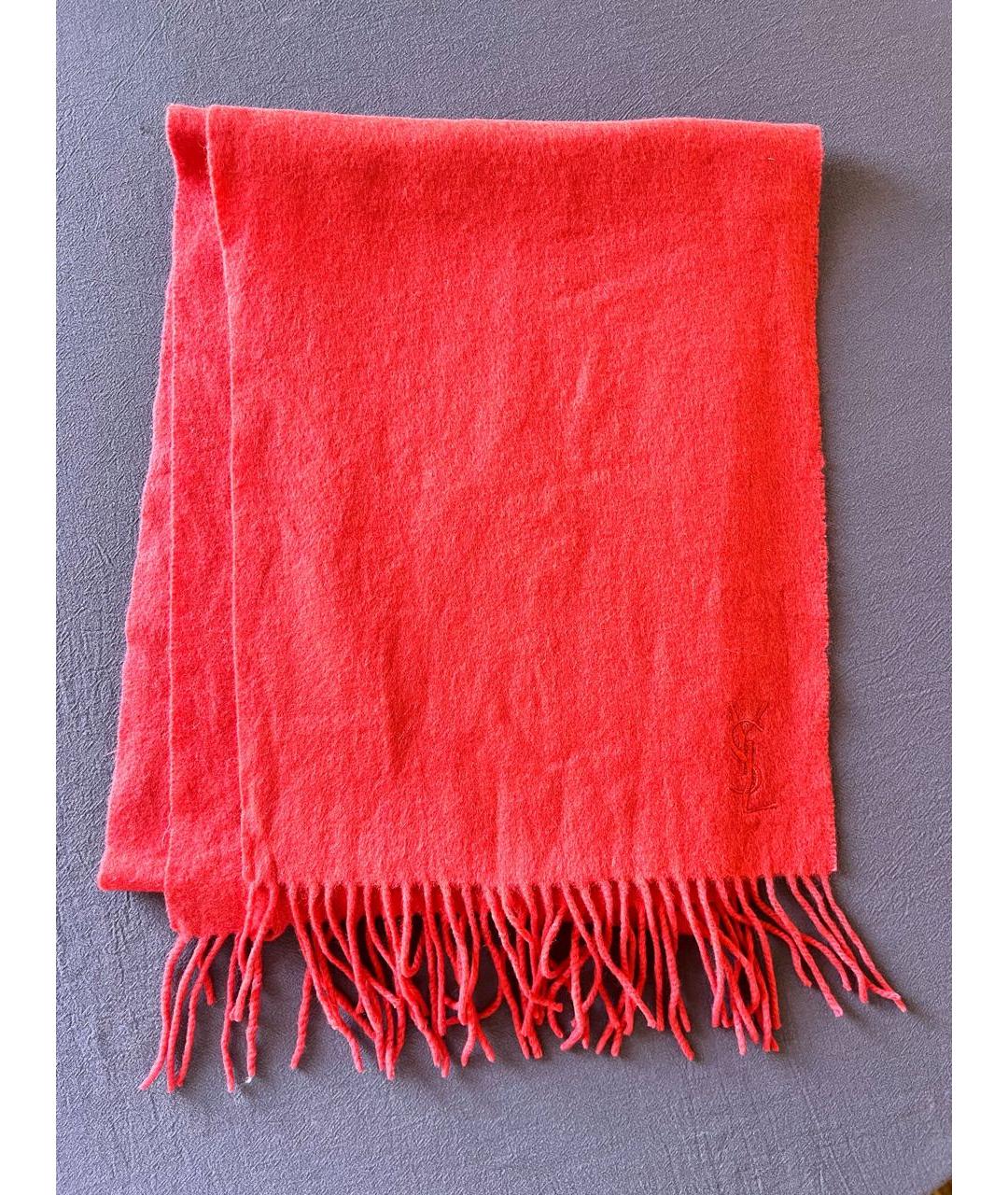 SAINT LAURENT Красный шерстяной шарф, фото 9