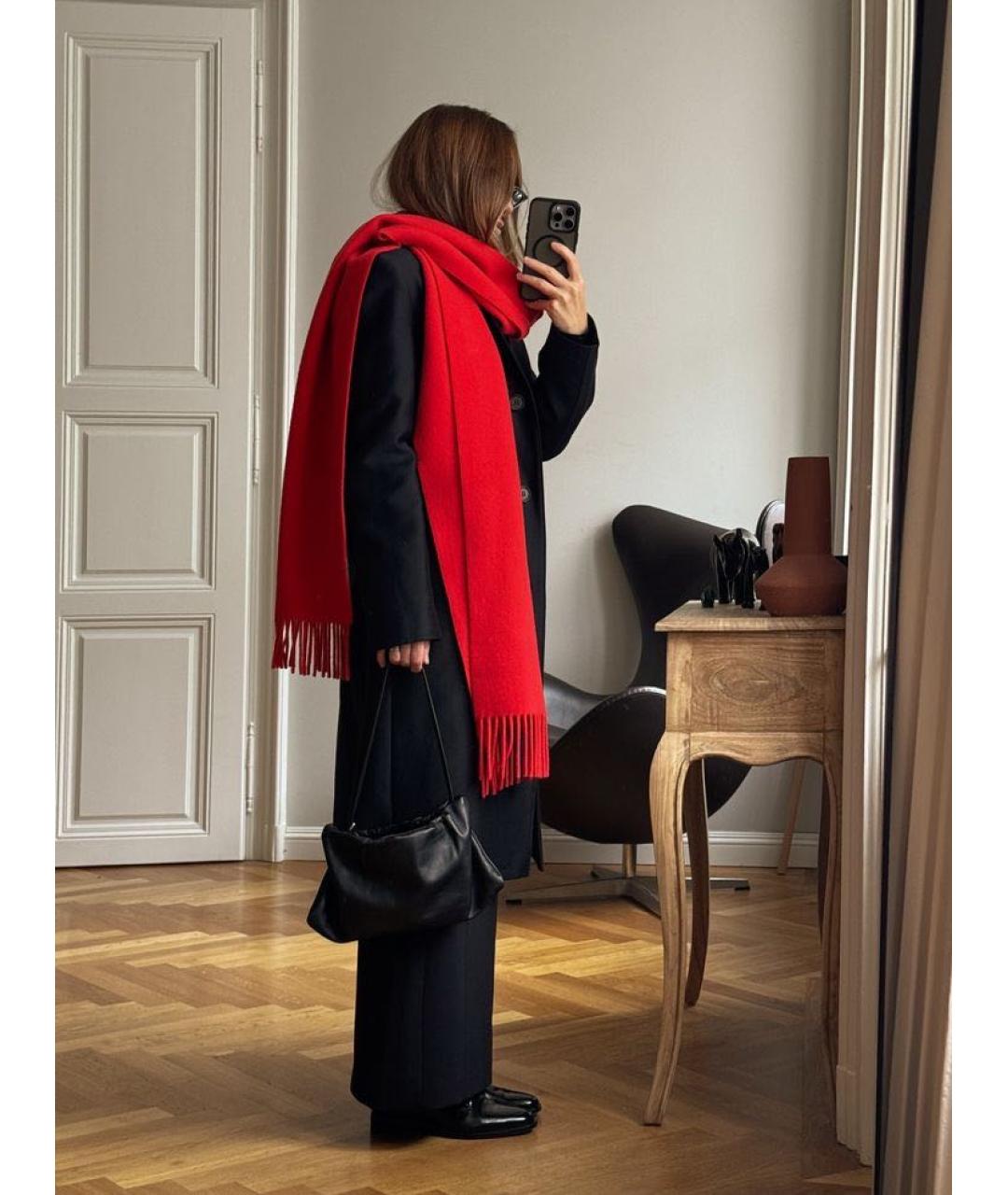 SAINT LAURENT Красный шерстяной шарф, фото 7