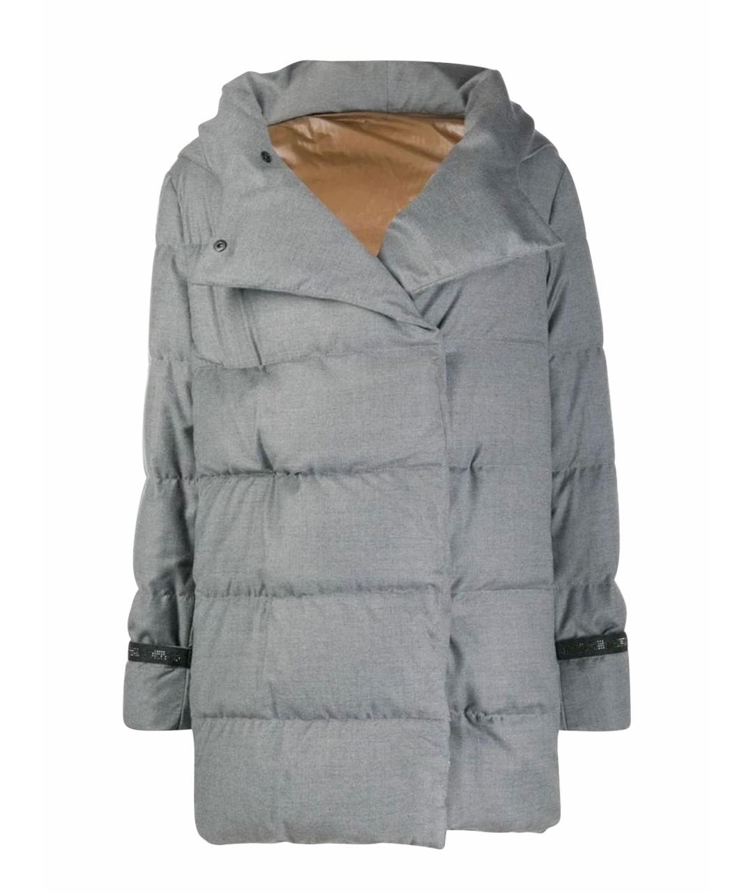 LORO PIANA Серый шерстяной пуховик, фото 1