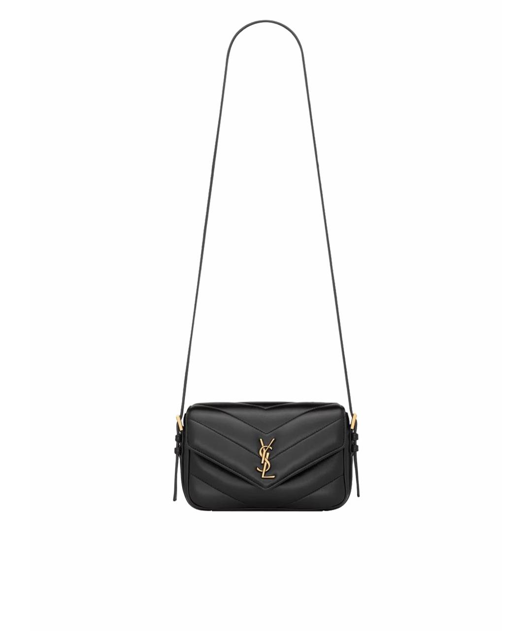 SAINT LAURENT Черная кожаная сумка через плечо, фото 1