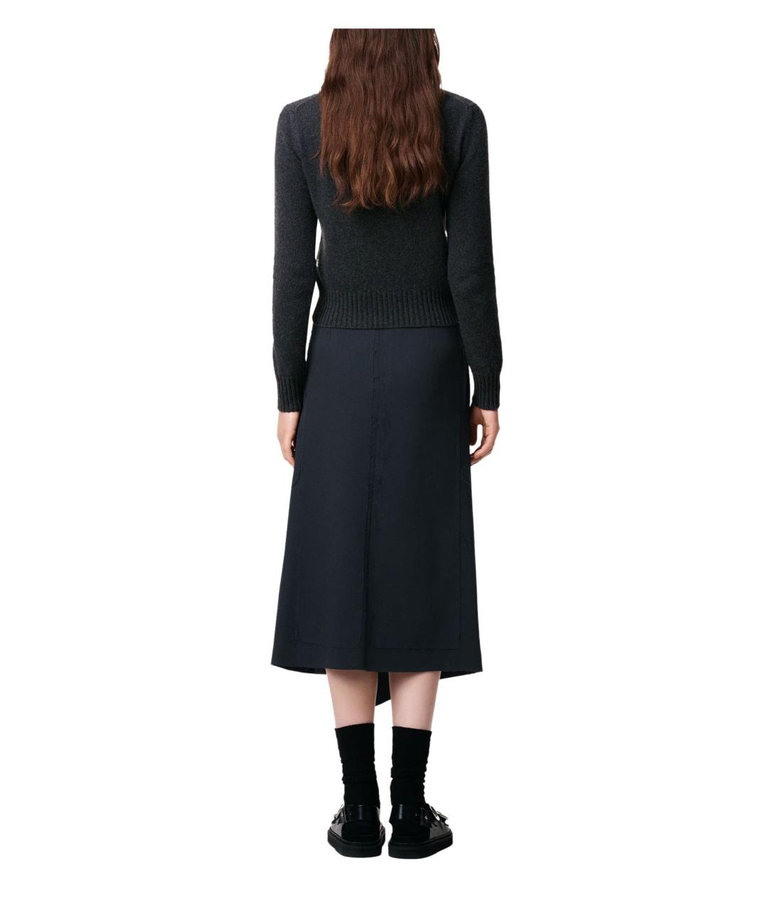 Ami Paris Черная шерстяная юбка миди, фото 3