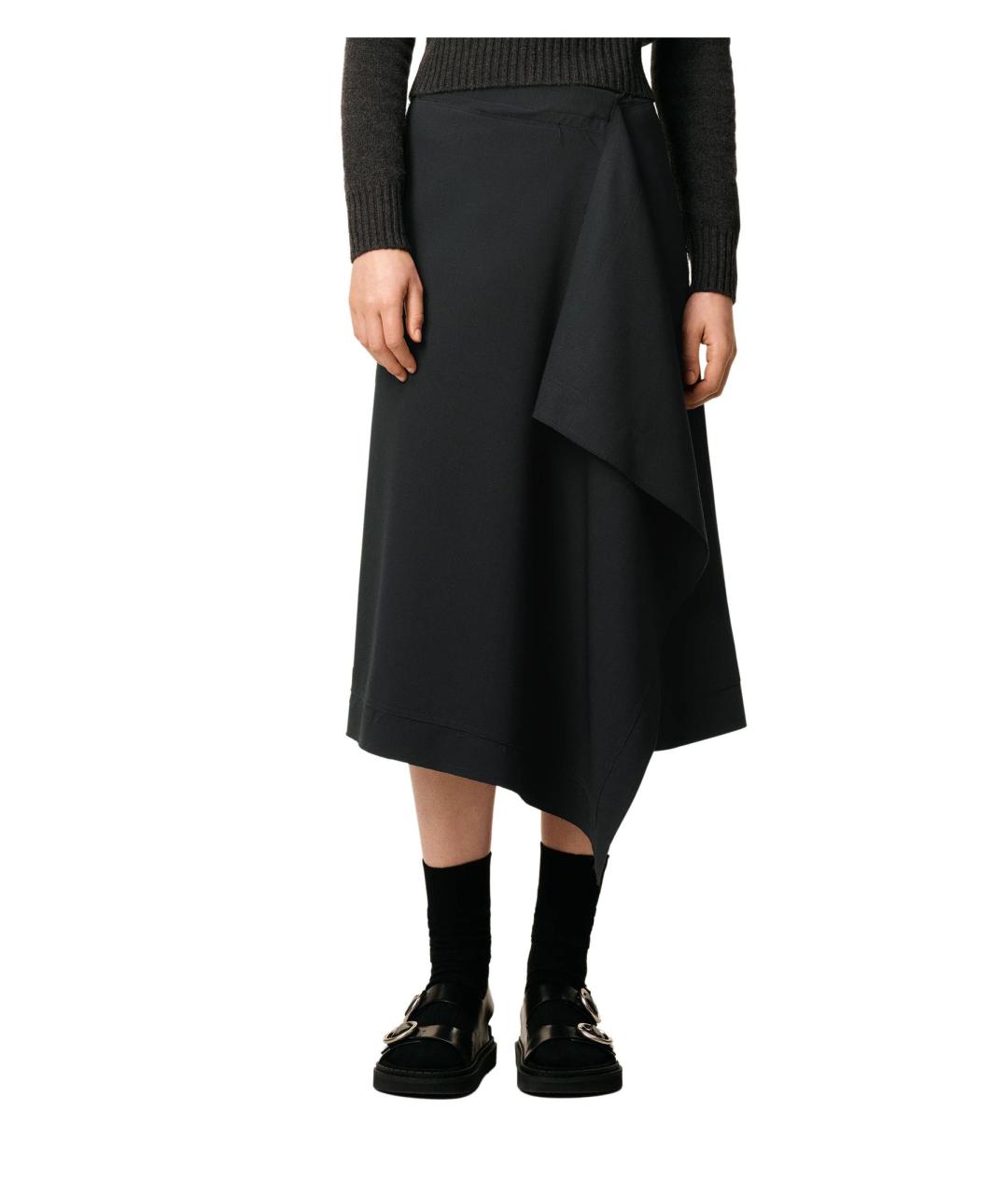 Ami Paris Черная шерстяная юбка миди, фото 2