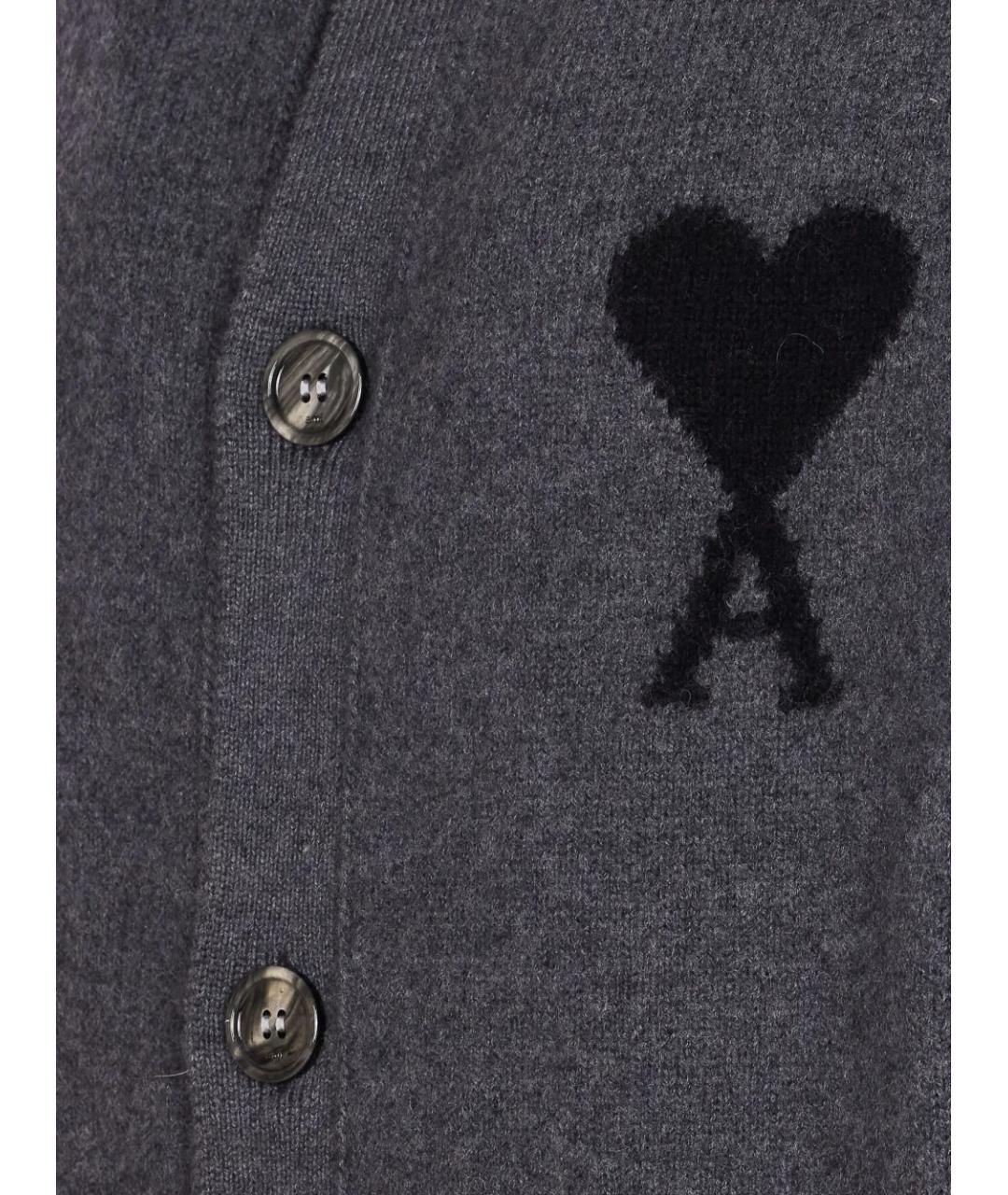 Ami Paris Серый шерстяной кардиган, фото 3