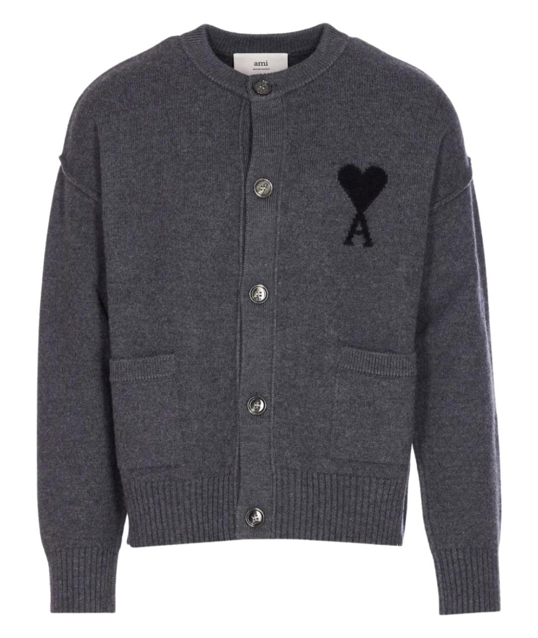 Ami Paris Серый шерстяной кардиган, фото 1