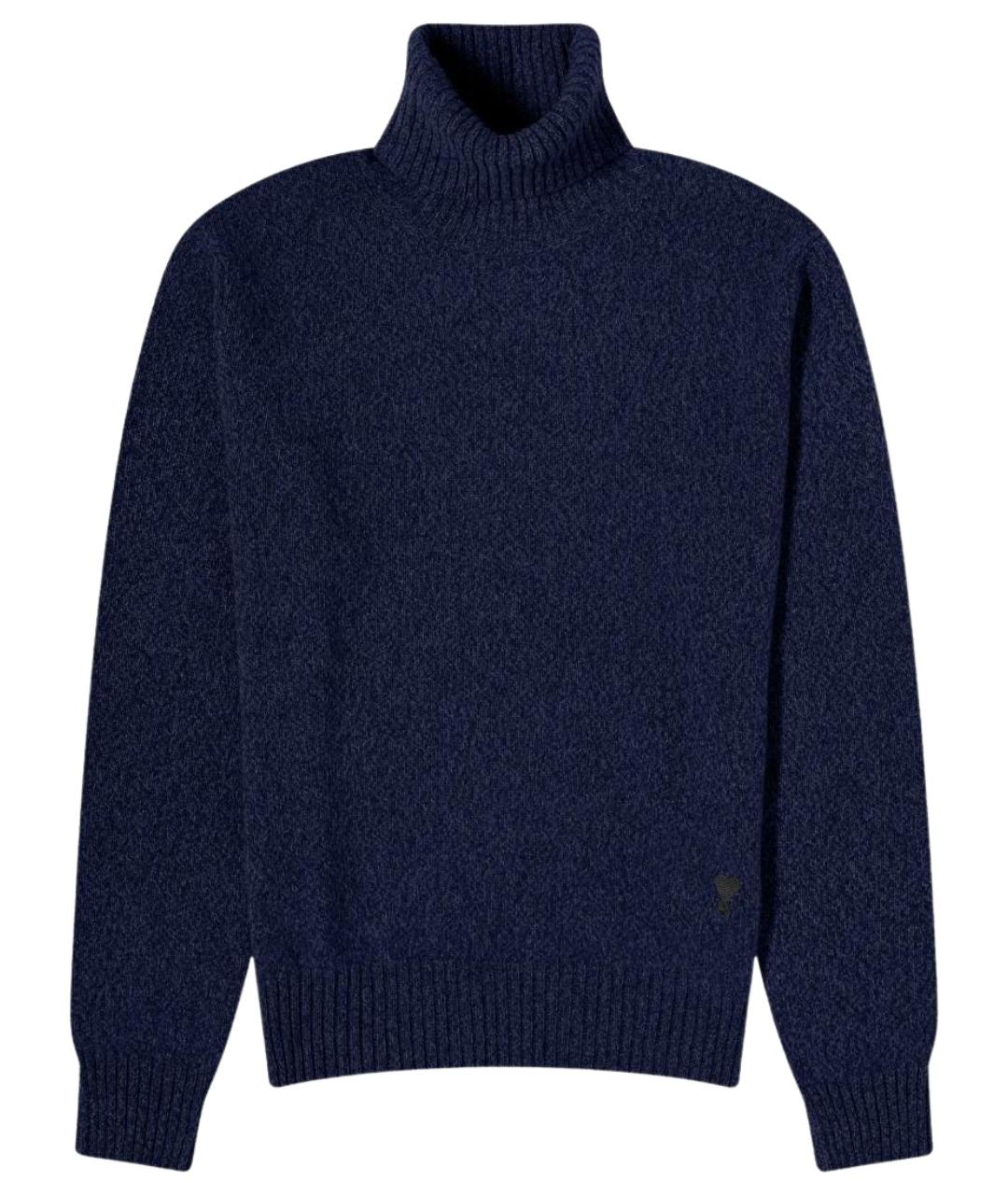 Ami Paris Темно-синяя кашемировая водолазка, фото 1