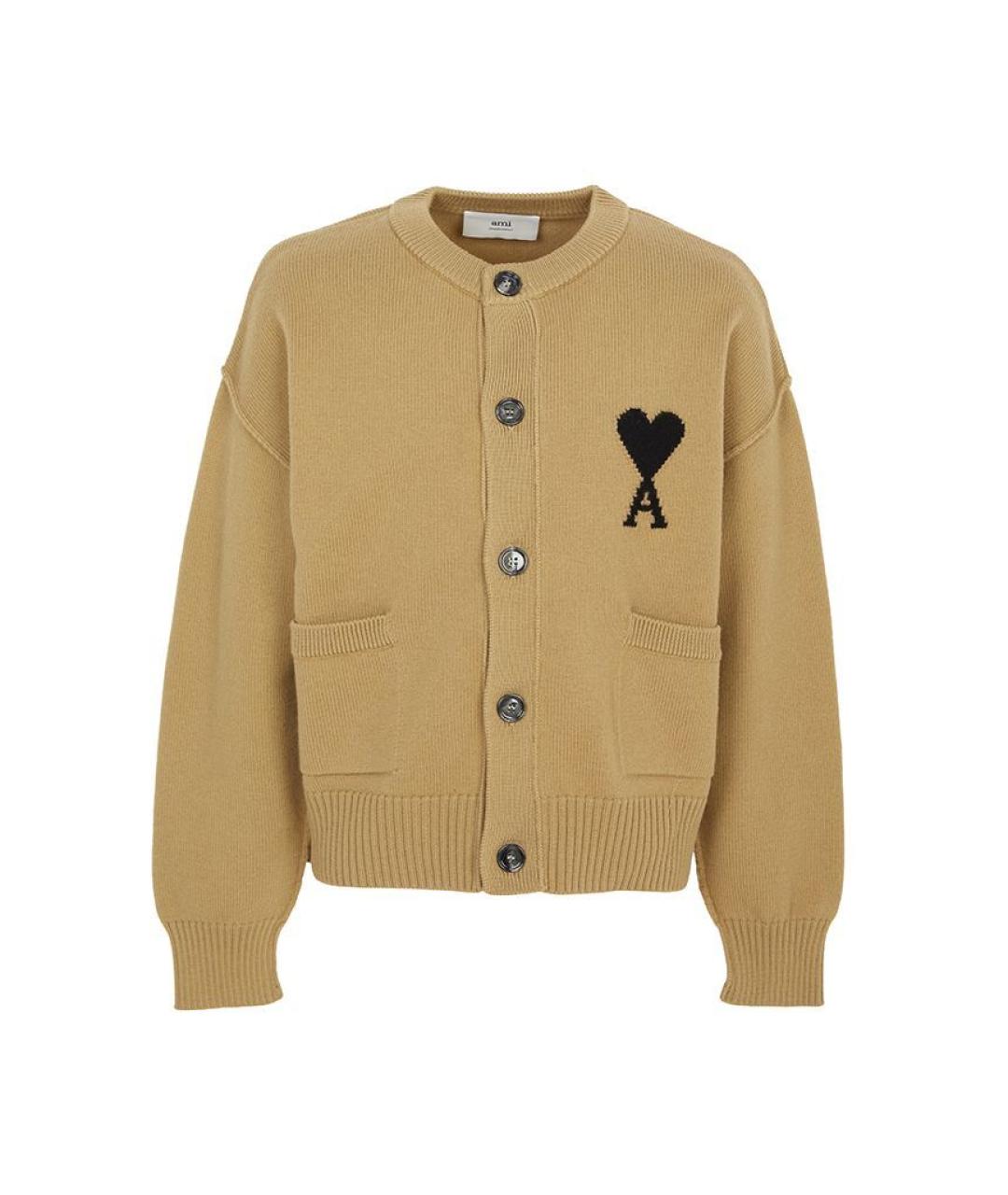 Ami Paris Бежевый шерстяной кардиган, фото 5