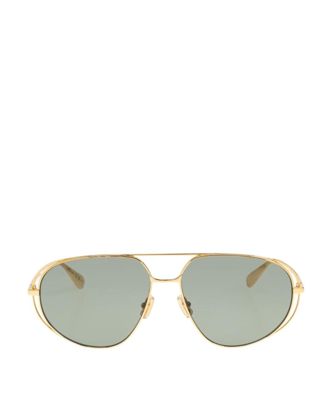 BOTTEGA VENETA Золотые металлические солнцезащитные очки, фото 1