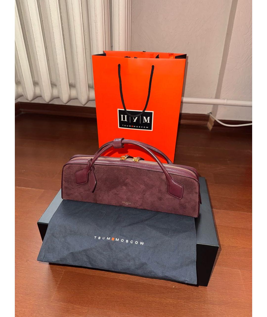 ALAIA Бордовая замшевая сумка с короткими ручками, фото 5