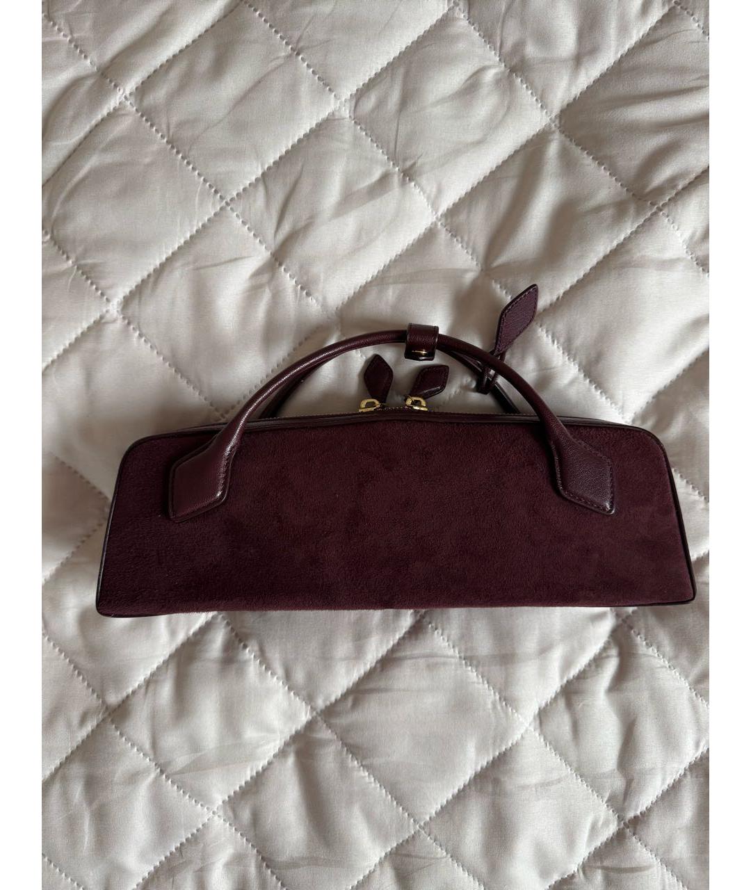 ALAIA Бордовая замшевая сумка с короткими ручками, фото 3