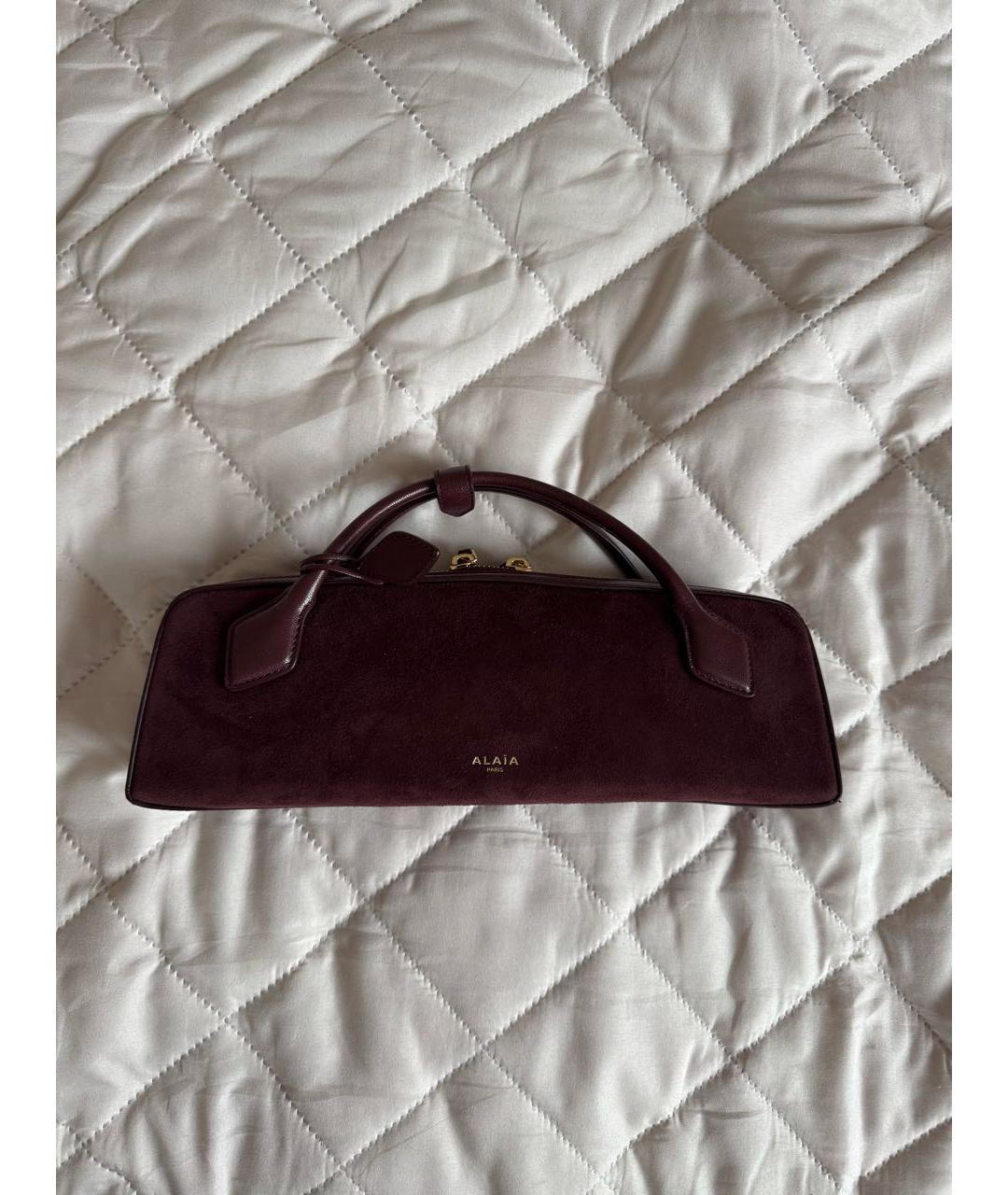 ALAIA Бордовая замшевая сумка с короткими ручками, фото 6