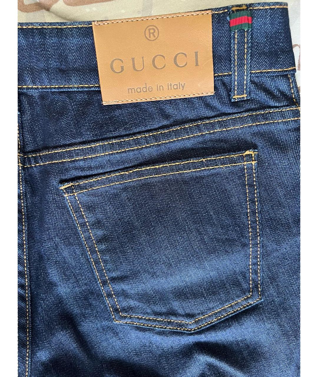 GUCCI Темно-синие хлопковые прямые джинсы, фото 4