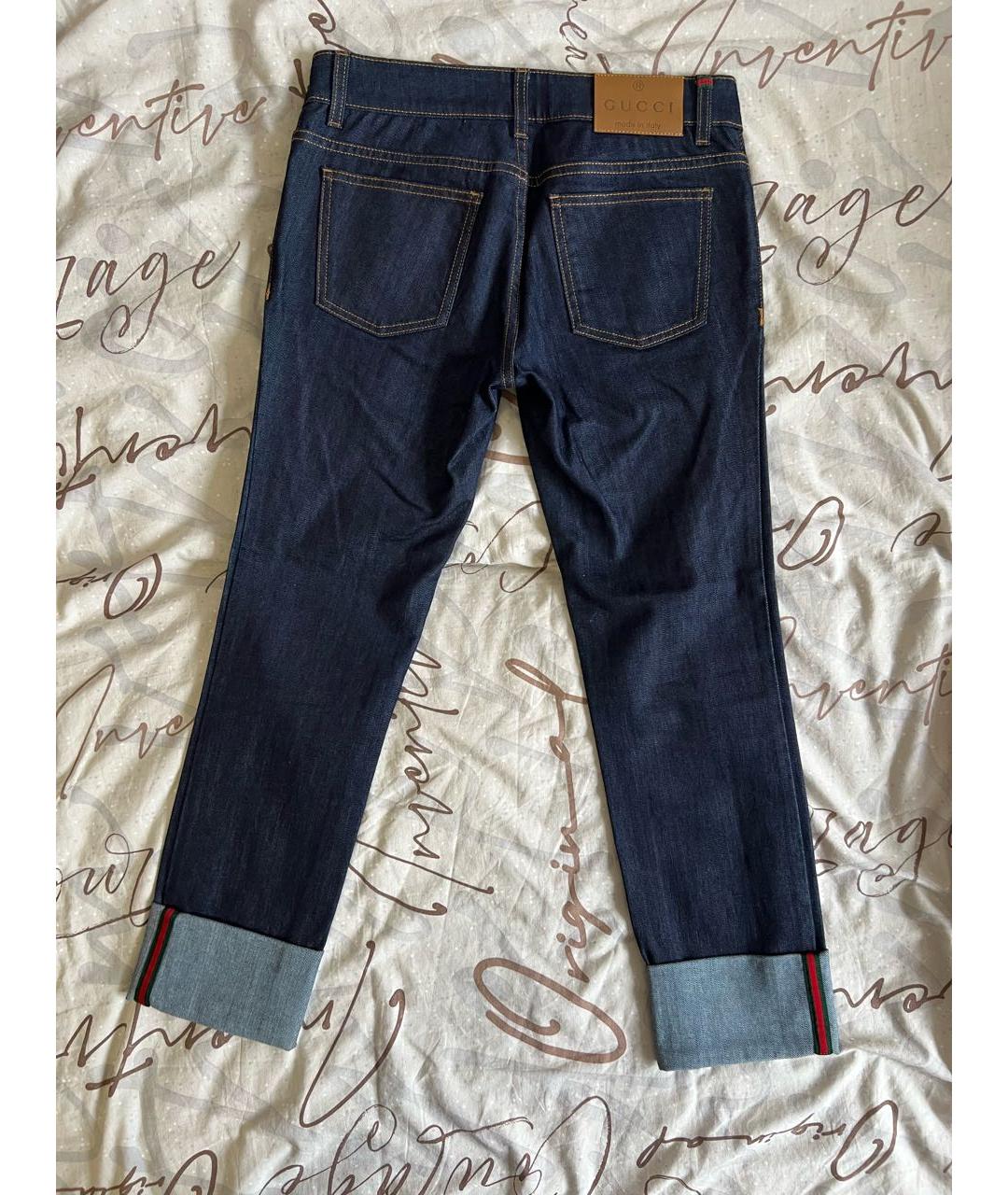 GUCCI Темно-синие хлопковые прямые джинсы, фото 2