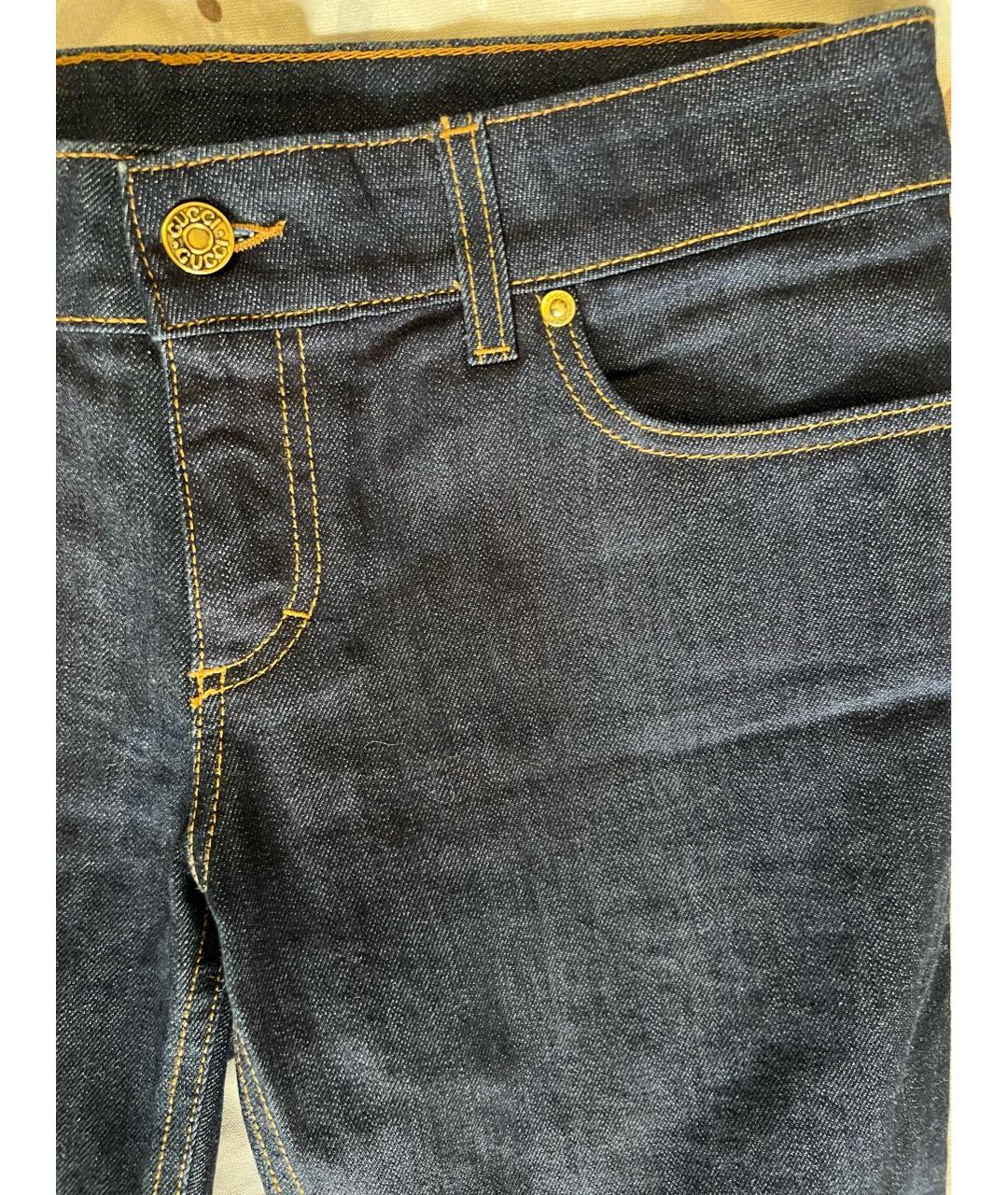 GUCCI Темно-синие хлопковые прямые джинсы, фото 3