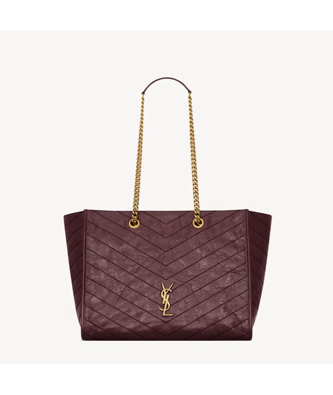 SAINT LAURENT Бордовая кожаная сумка тоут, фото 5