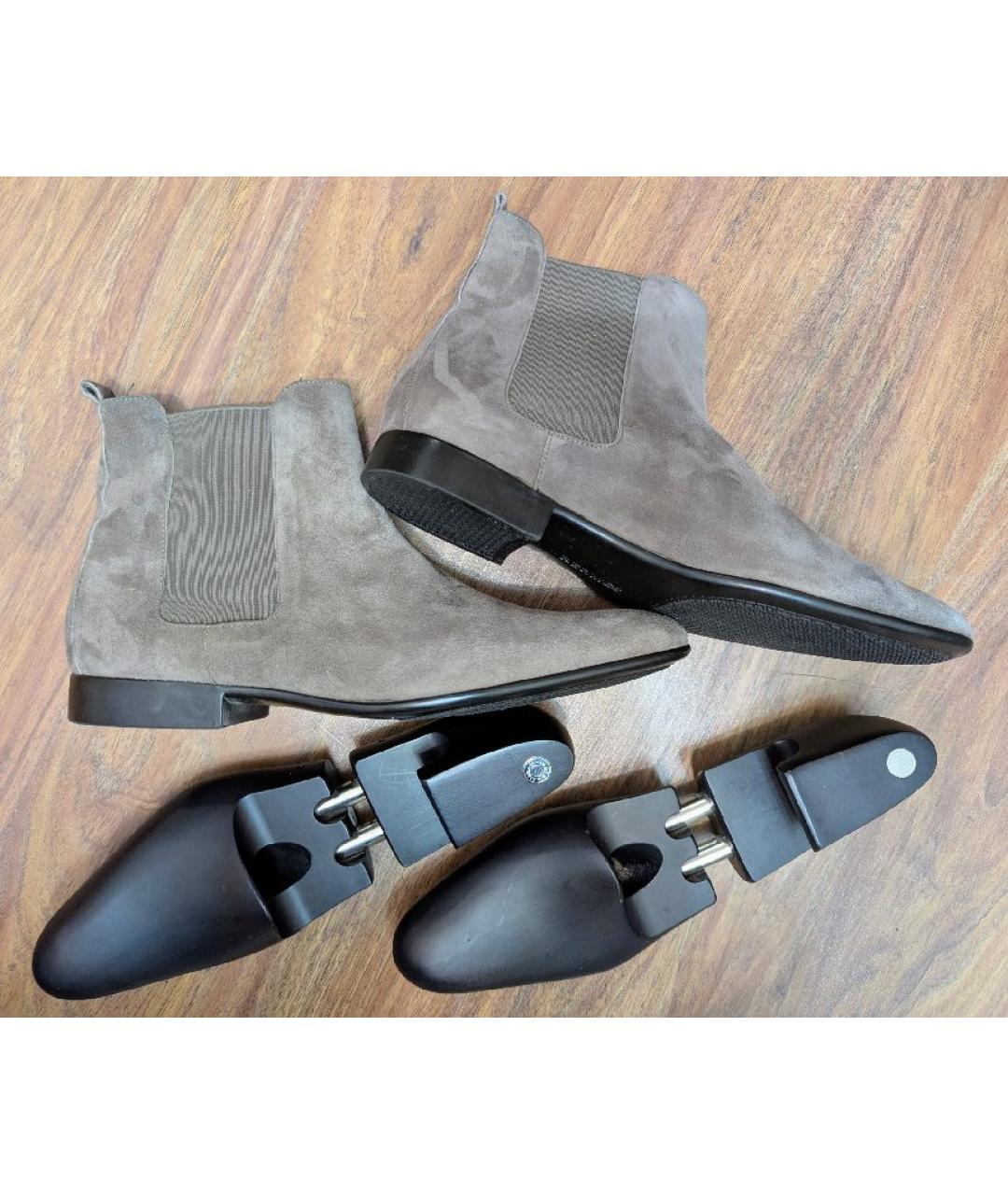 HERMES Серые замшевые высокие ботинки, фото 3
