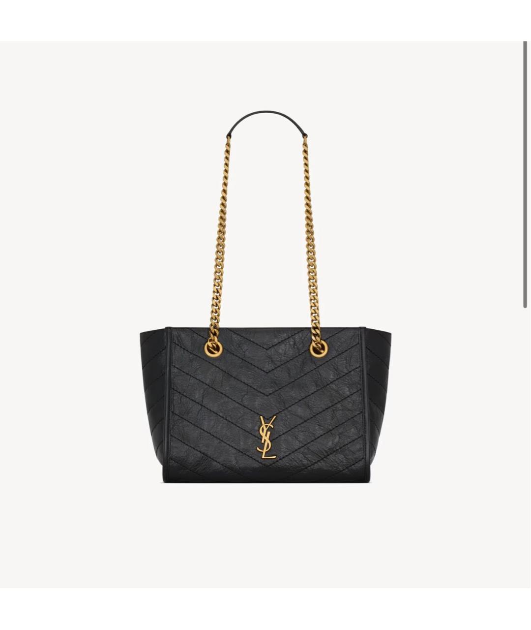 SAINT LAURENT Черная кожаная сумка тоут, фото 5