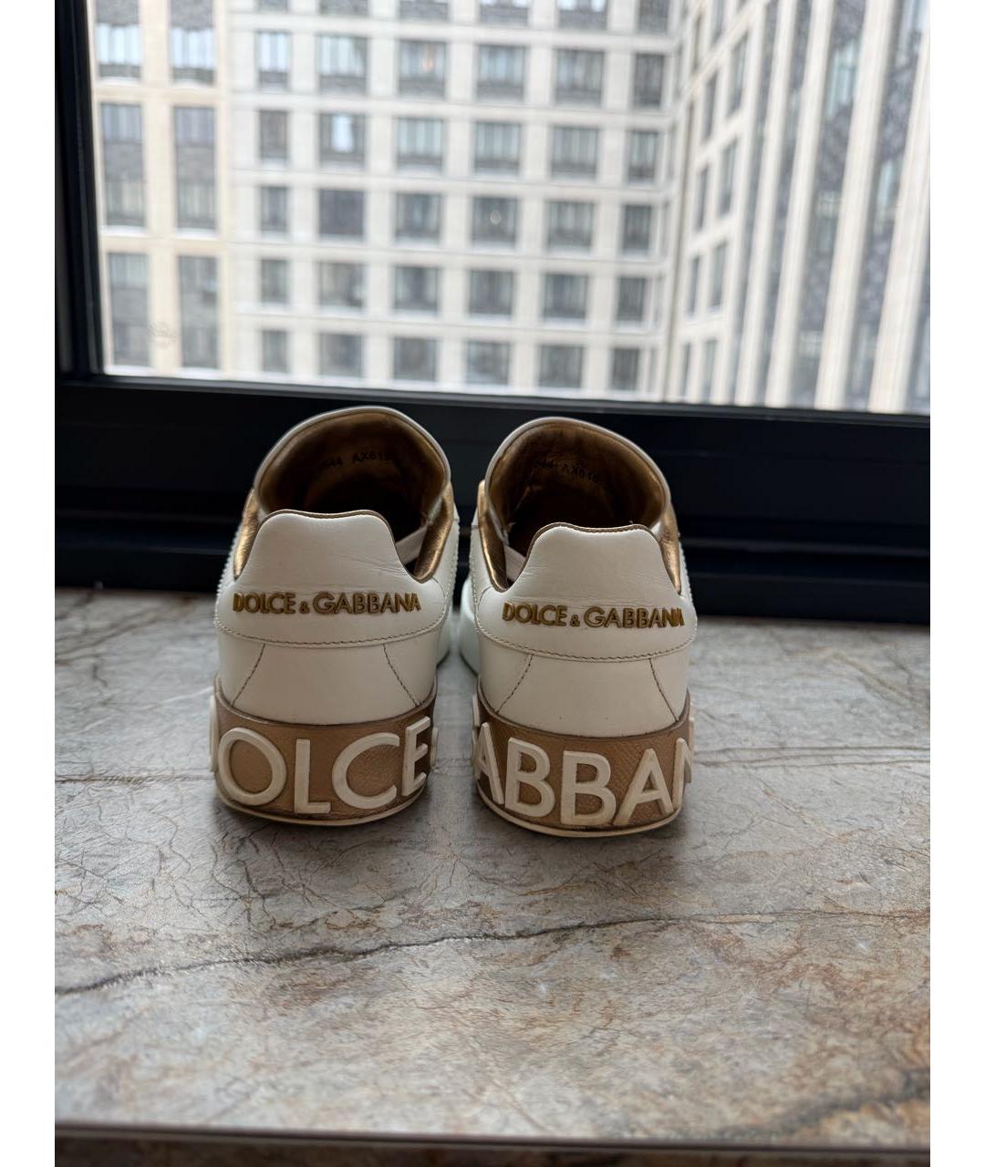 DOLCE&GABBANA Белые кожаные кроссовки, фото 4