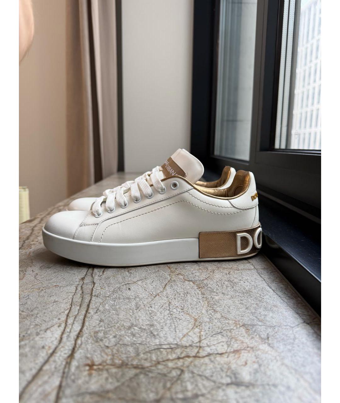 DOLCE&GABBANA Белые кожаные кроссовки, фото 9