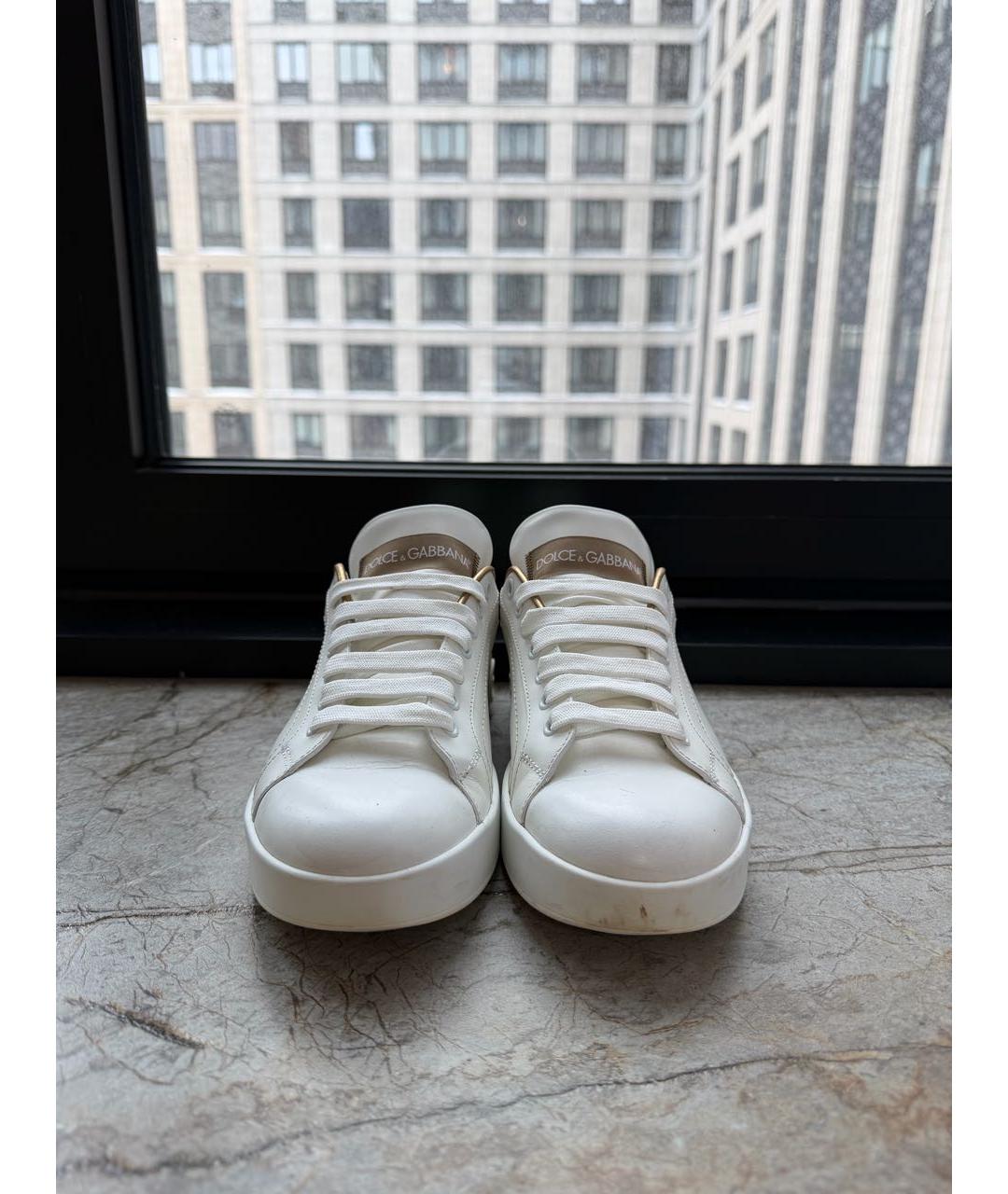 DOLCE&GABBANA Белые кожаные кроссовки, фото 2