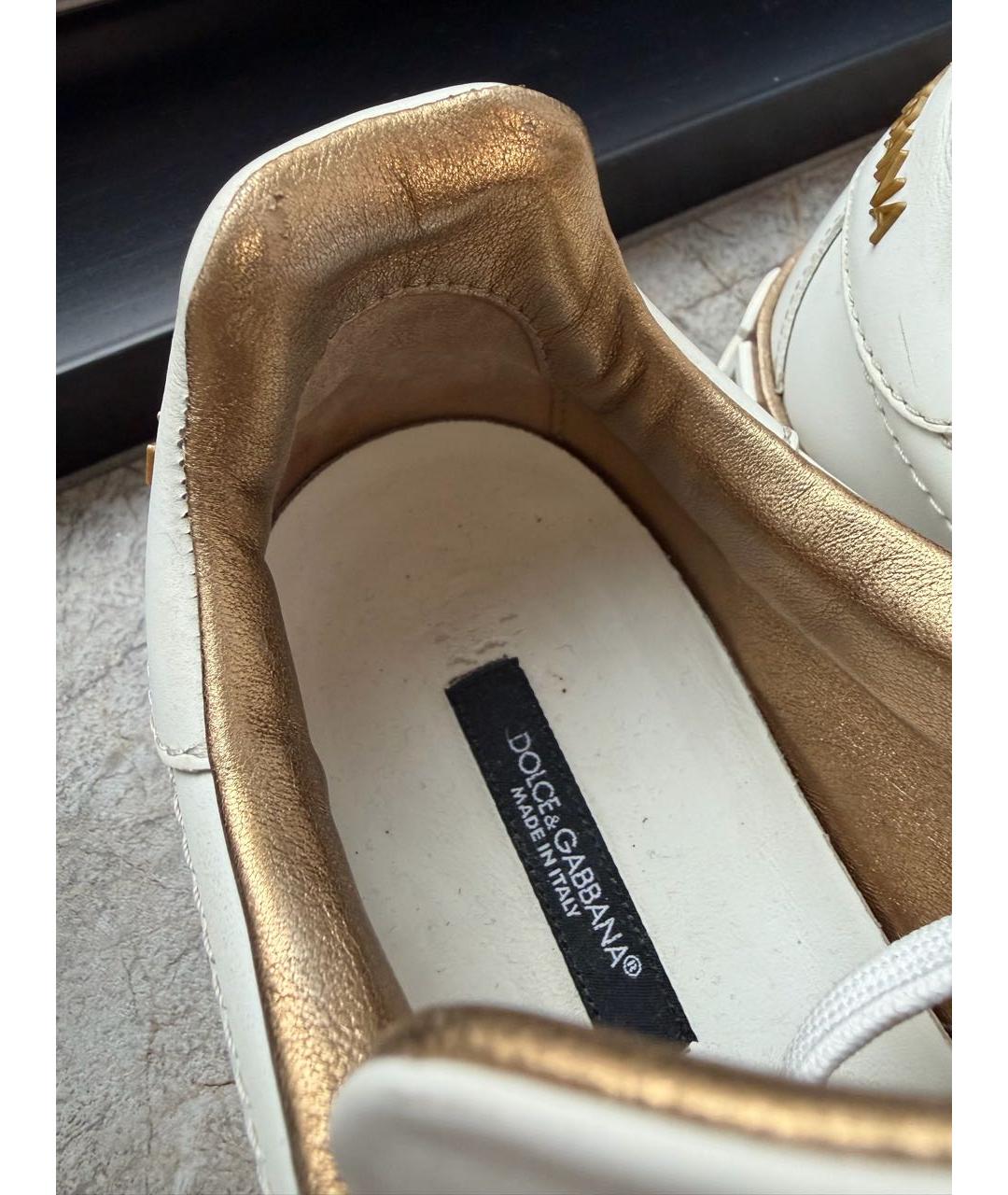 DOLCE&GABBANA Белые кожаные кроссовки, фото 8