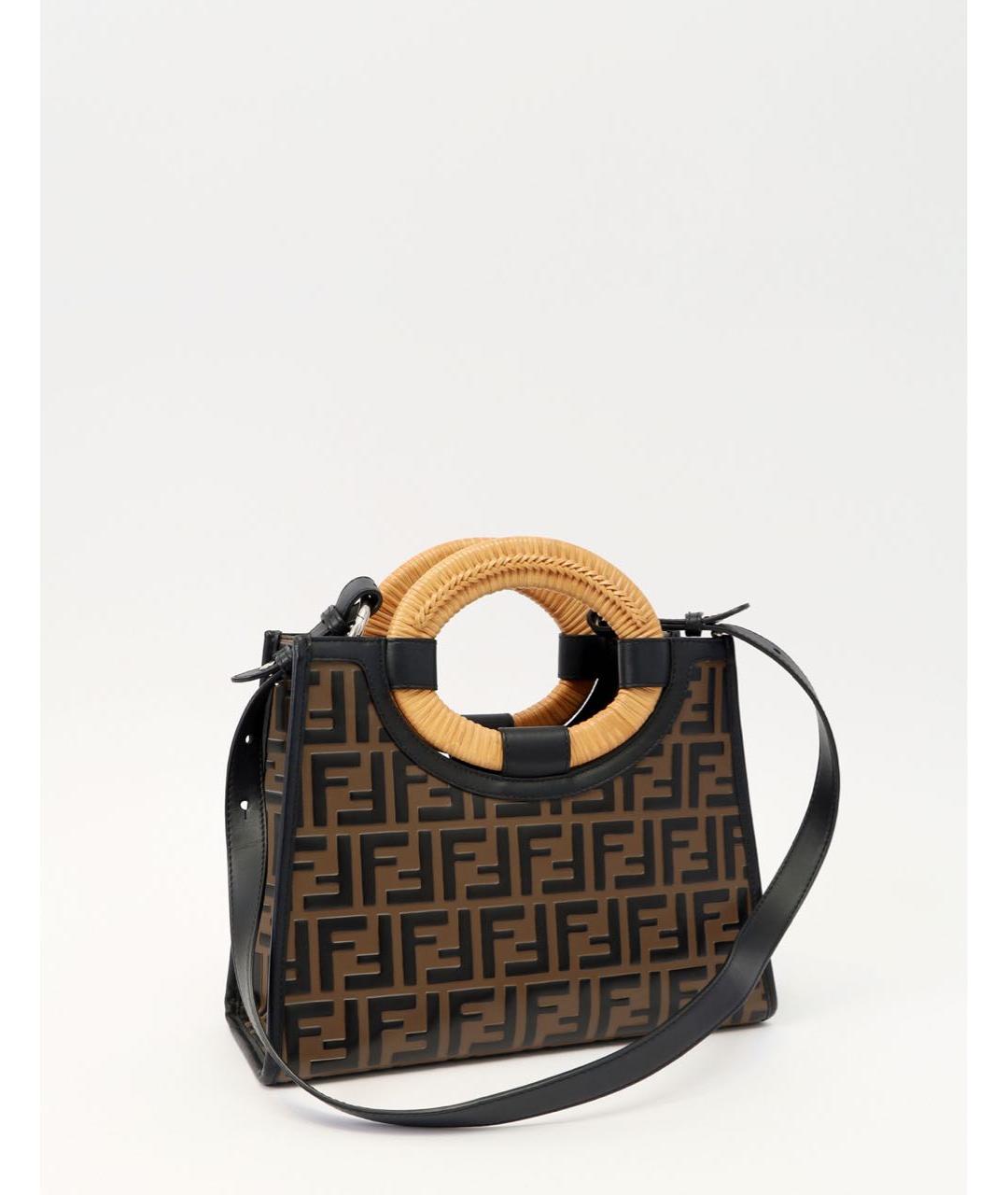 FENDI Коричневая кожаная сумка с короткими ручками, фото 4