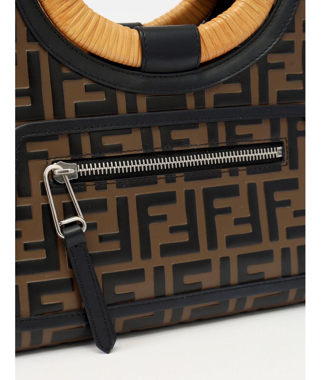 FENDI Коричневая кожаная сумка с короткими ручками, фото 6