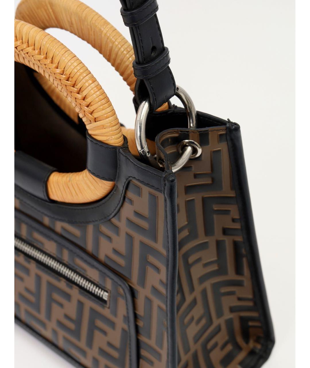 FENDI Коричневая кожаная сумка с короткими ручками, фото 8