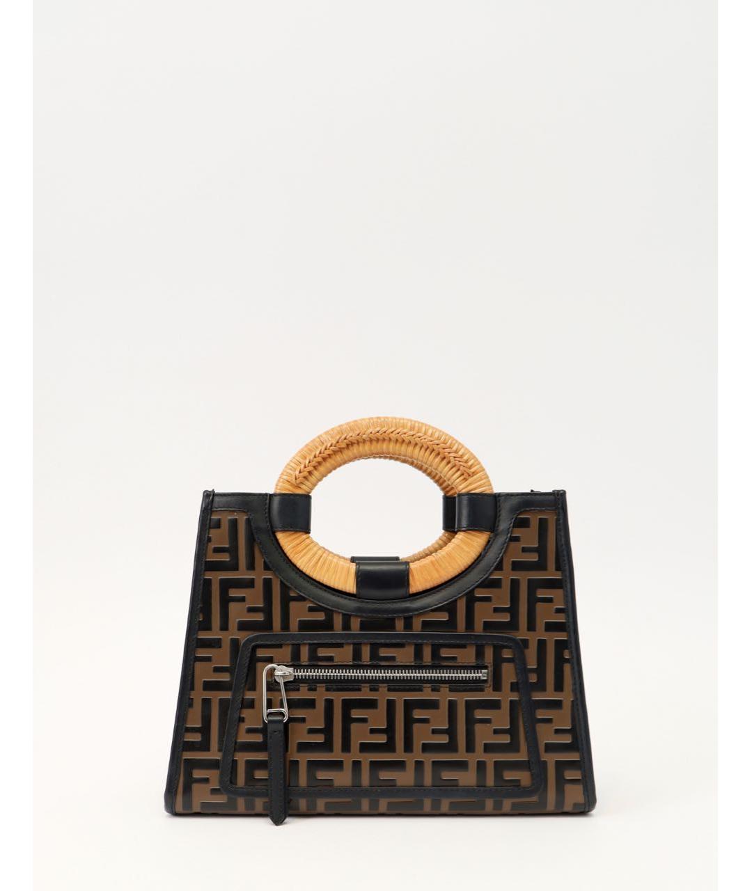 FENDI Коричневая кожаная сумка с короткими ручками, фото 9