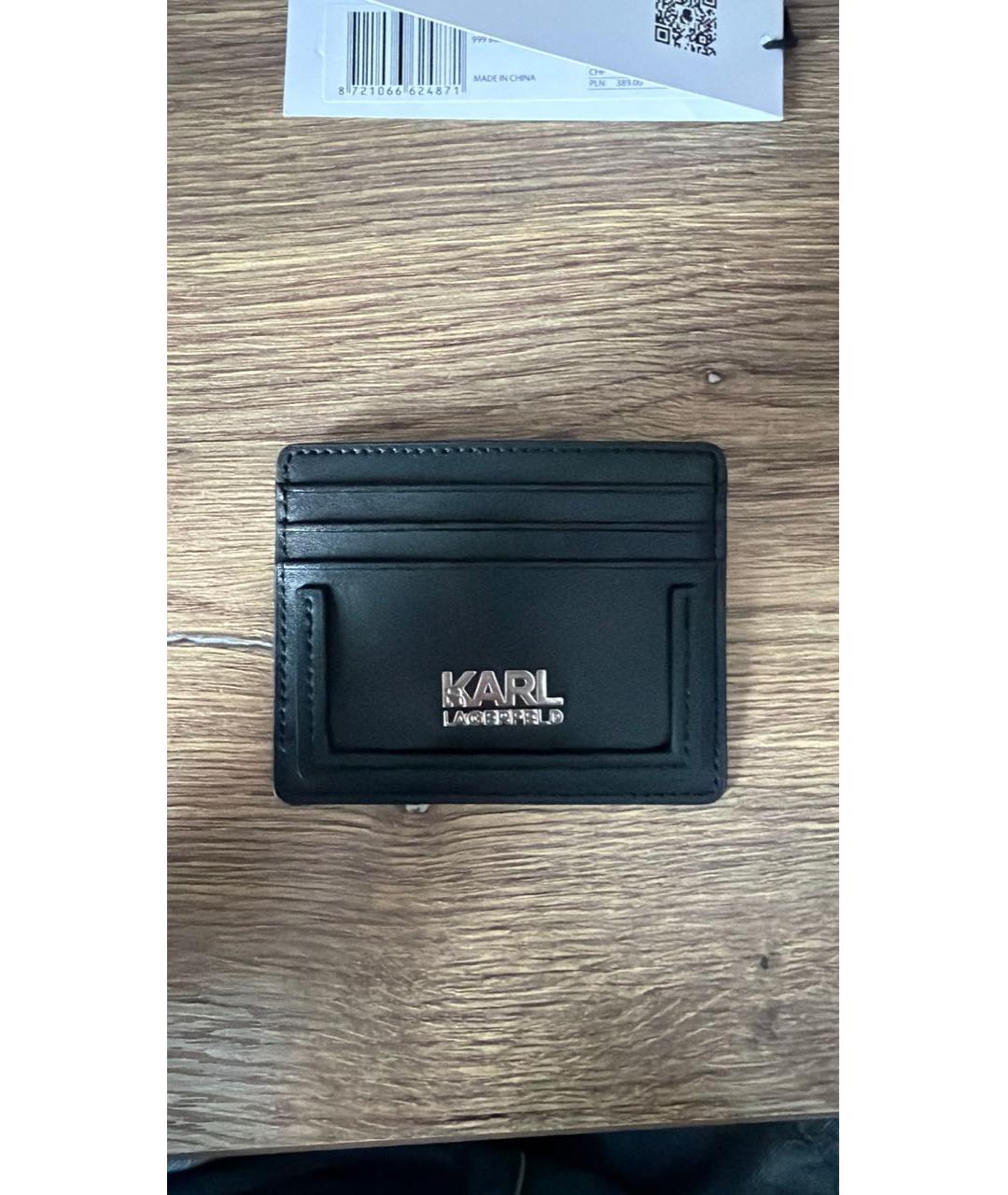 KARL LAGERFELD Черный кожаный кардхолдер, фото 9