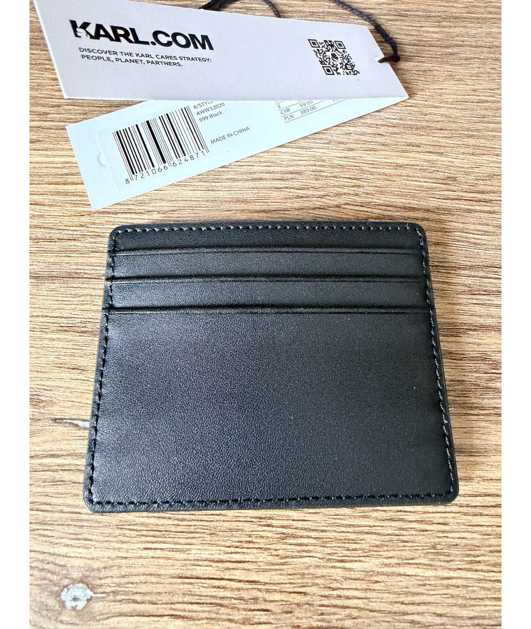 KARL LAGERFELD Черный кожаный кардхолдер, фото 3