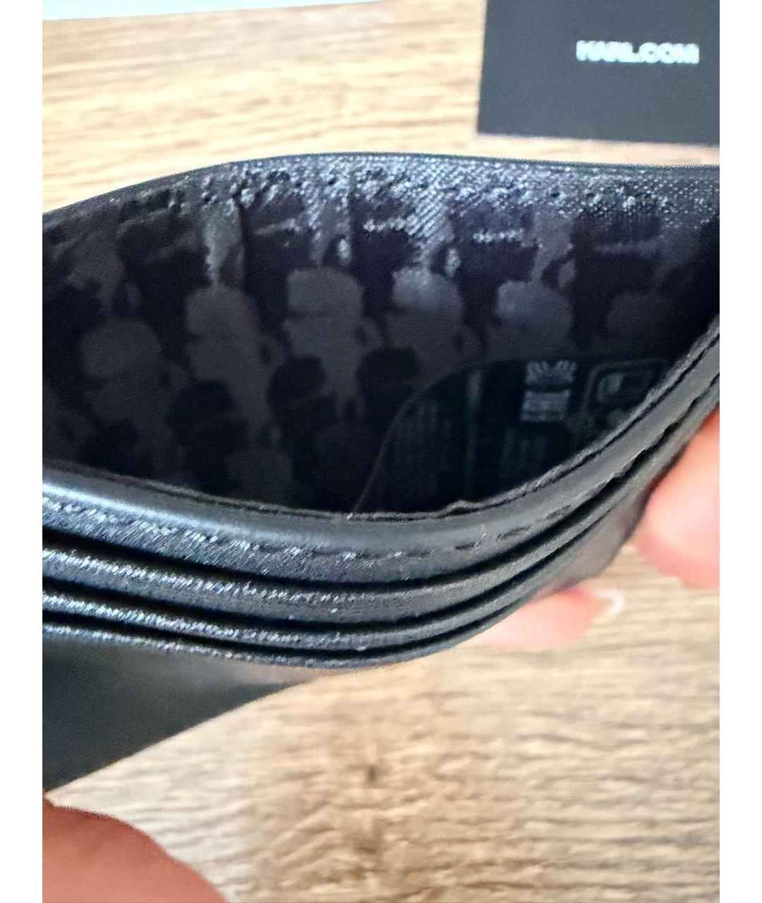 KARL LAGERFELD Черный кожаный кардхолдер, фото 4