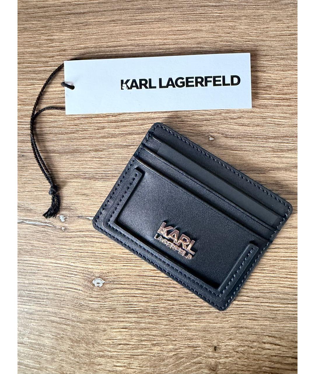 KARL LAGERFELD Черный кожаный кардхолдер, фото 5