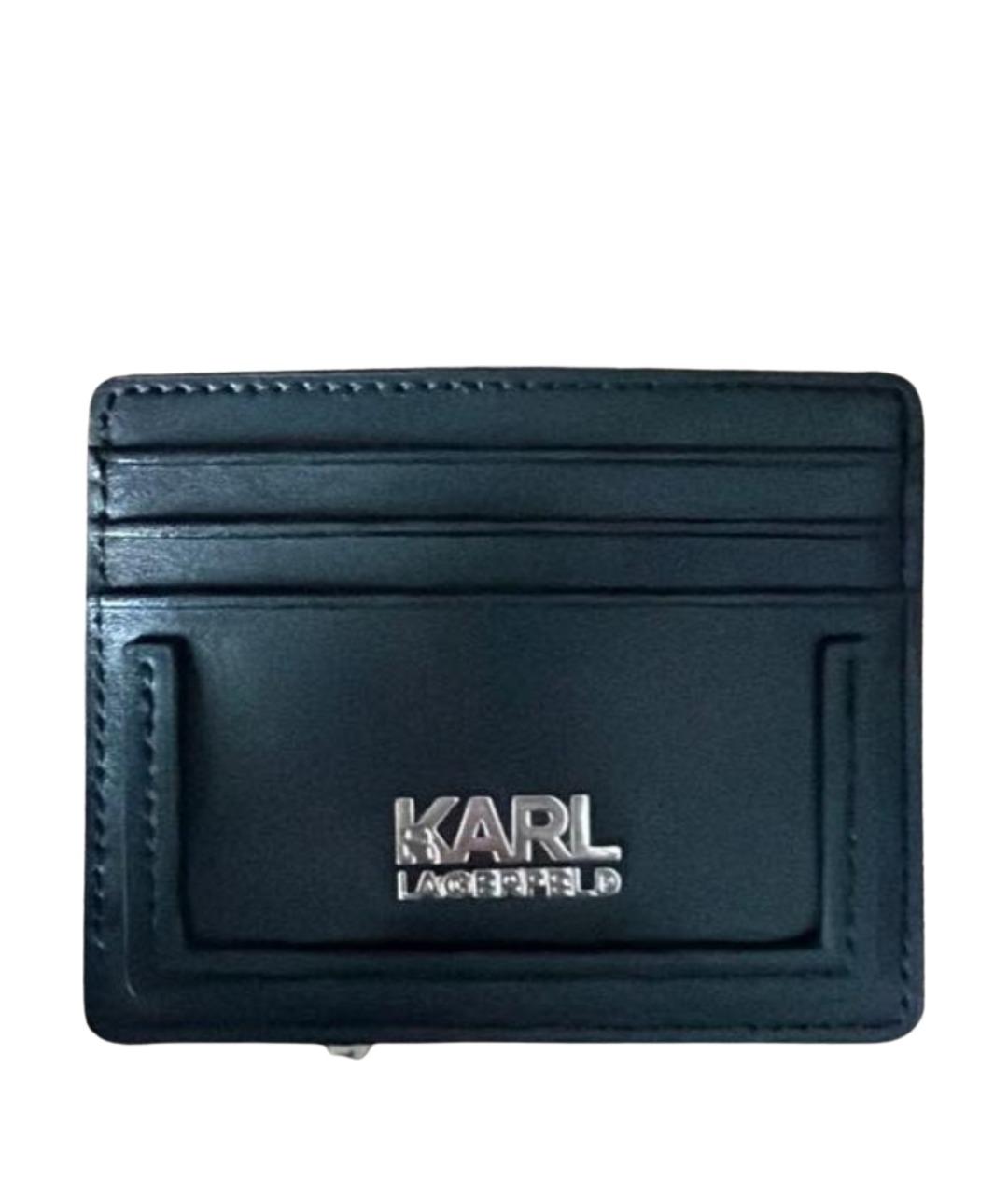 KARL LAGERFELD Черный кожаный кардхолдер, фото 1