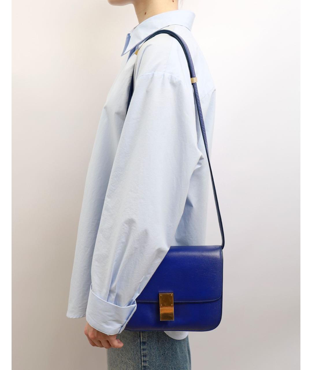 CELINE Синяя кожаная сумка через плечо, фото 2