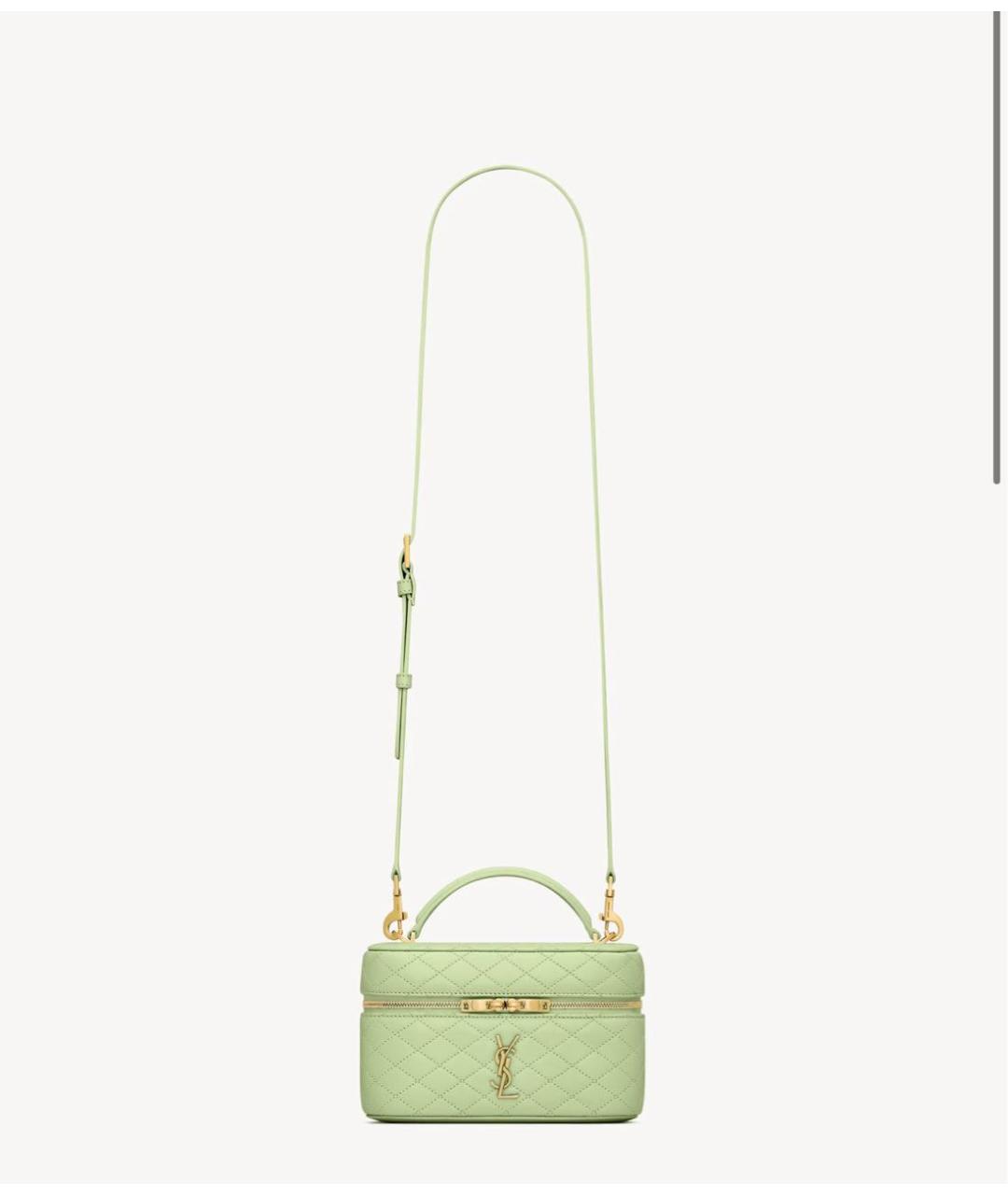 SAINT LAURENT Салатовая кожаная сумка через плечо, фото 4