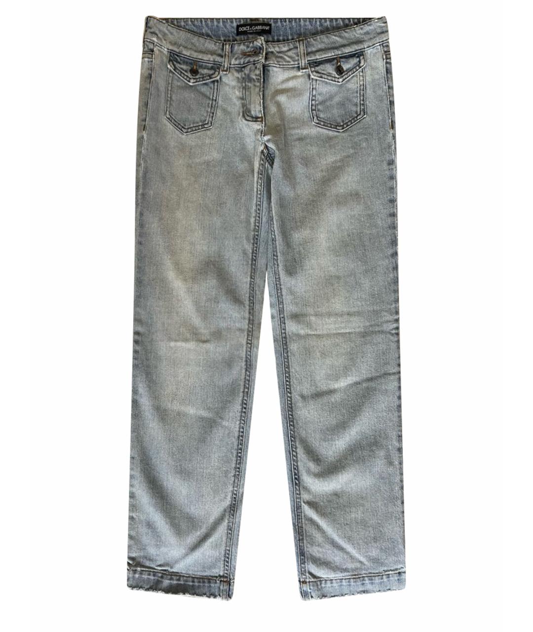 DOLCE&GABBANA Голубые хлопковые прямые джинсы, фото 1