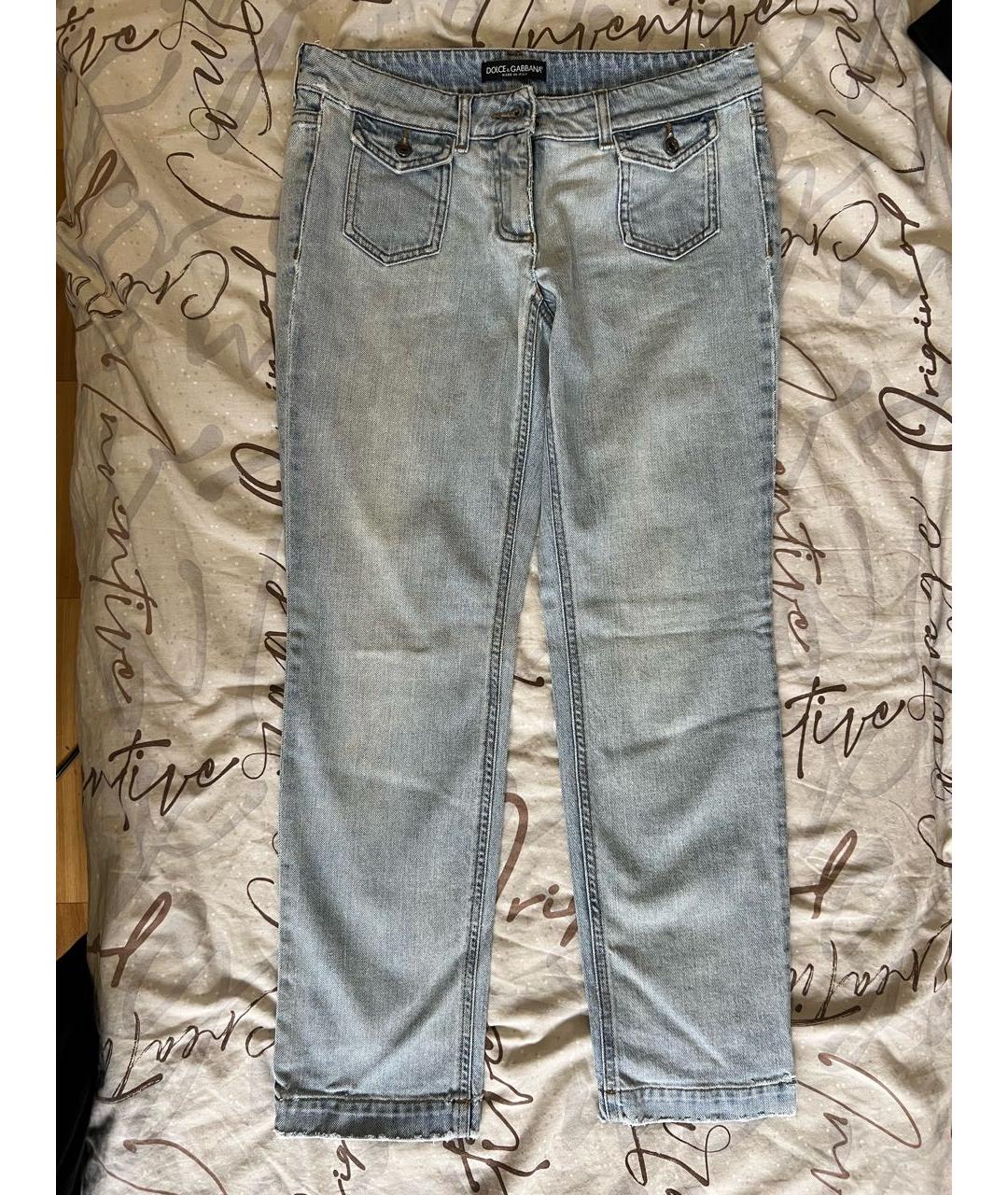 DOLCE&GABBANA Голубые хлопковые прямые джинсы, фото 7