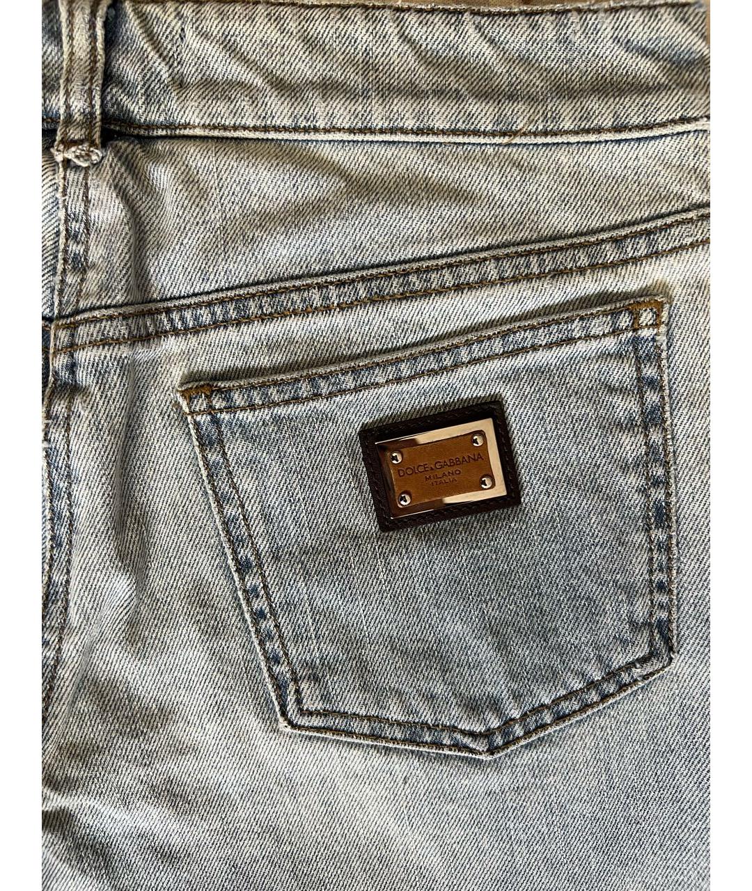 DOLCE&GABBANA Голубые хлопковые прямые джинсы, фото 5