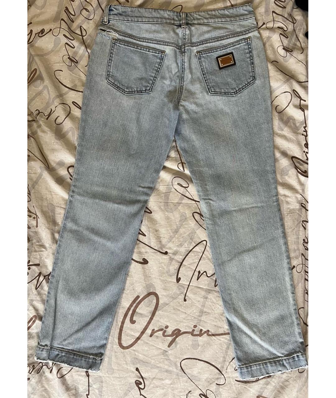 DOLCE&GABBANA Голубые хлопковые прямые джинсы, фото 2