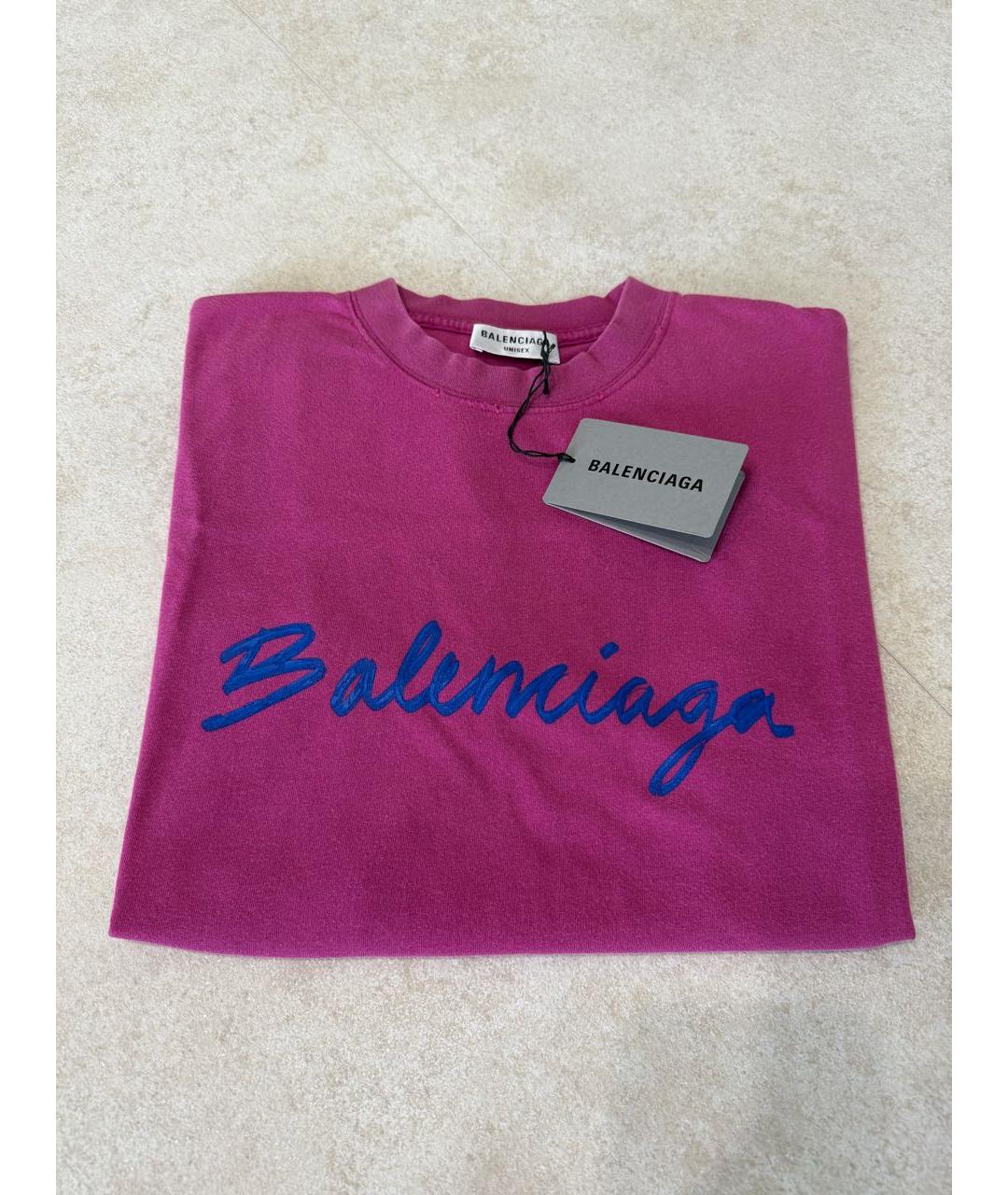 BALENCIAGA Фуксия хлопковая футболка, фото 6