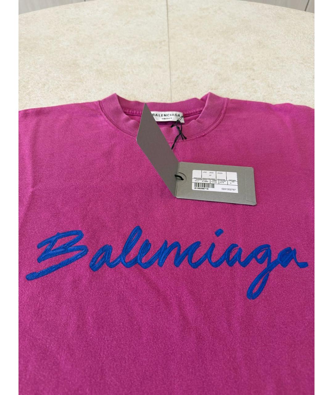 BALENCIAGA Фуксия хлопковая футболка, фото 3