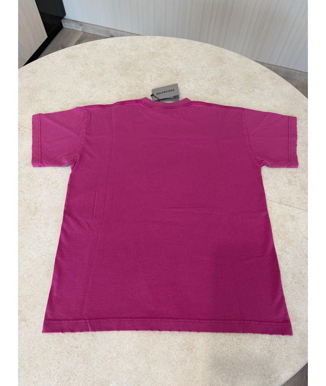 BALENCIAGA Фуксия хлопковая футболка, фото 2